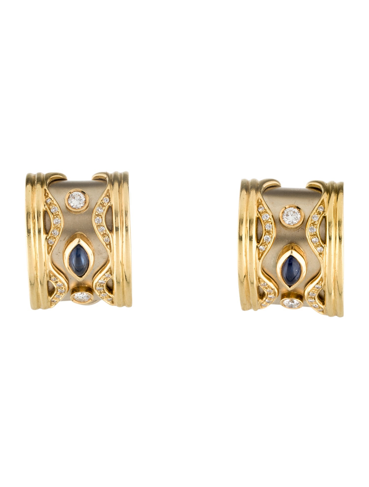 Earrings 18K 1.75ct Sapphire & Diamond Clip-On