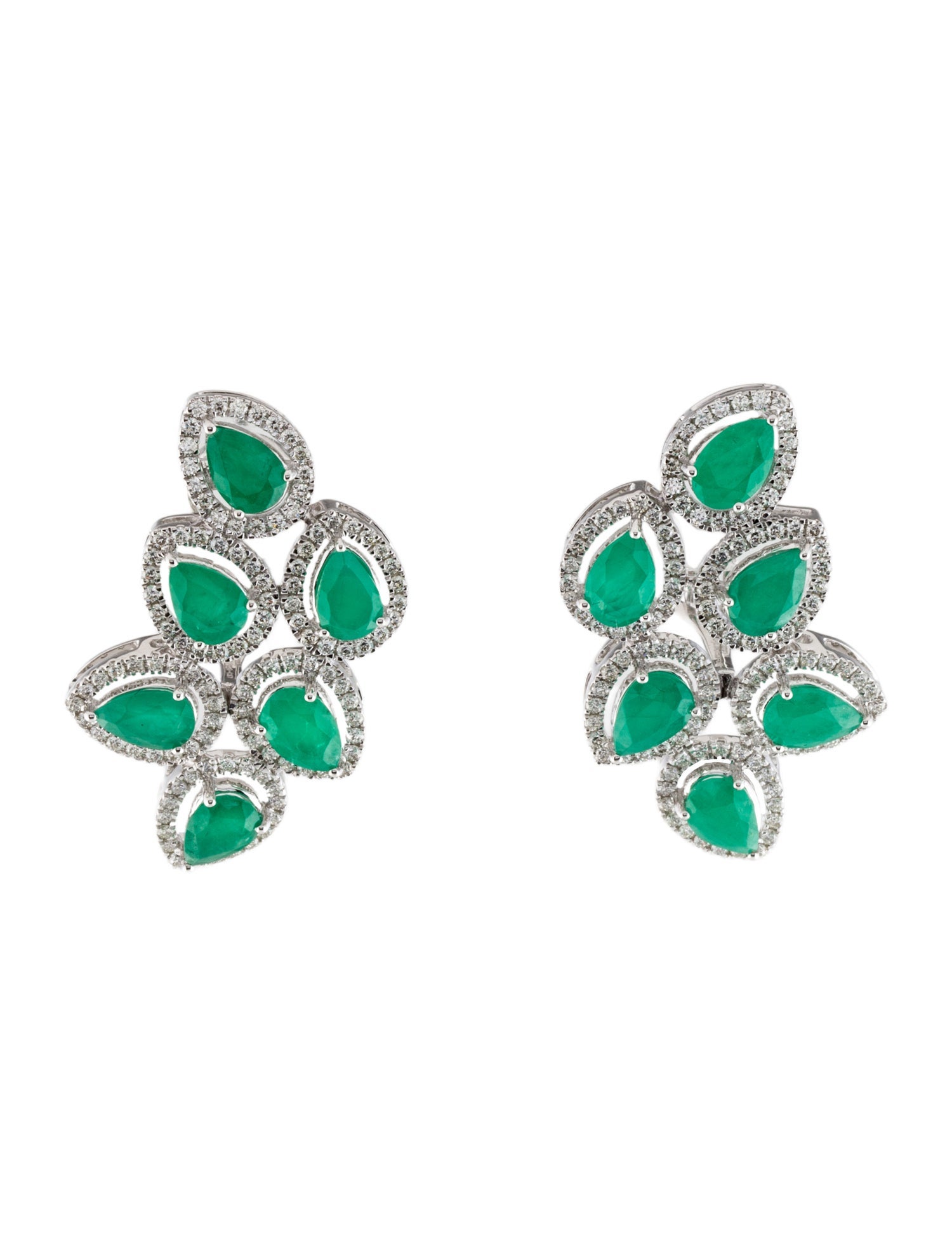 Earrings 14K 4.67ct Emerald & Diamond Earclip