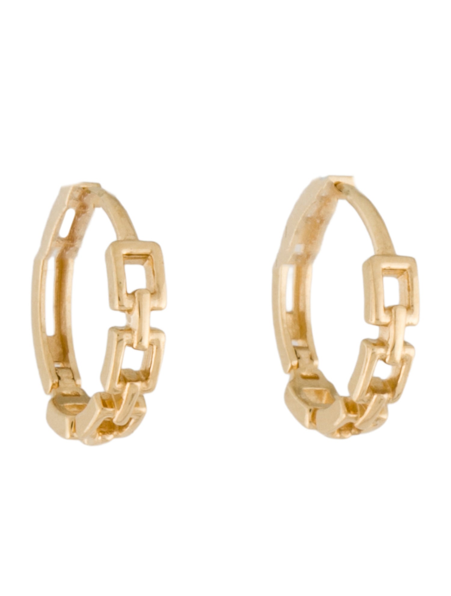 Earrings 14K Link Motif Hoop