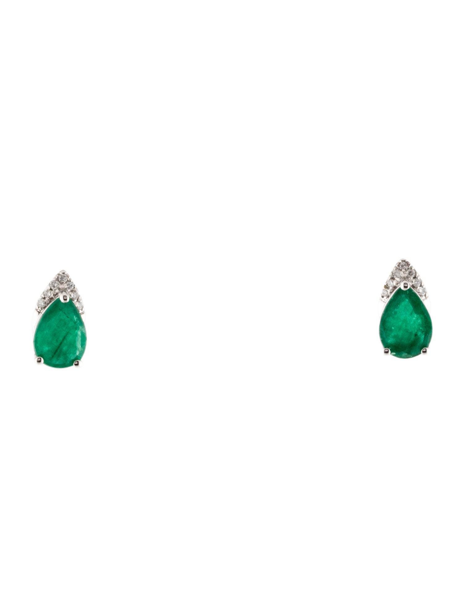 Earrings 14K Emerald & Diamond Stud