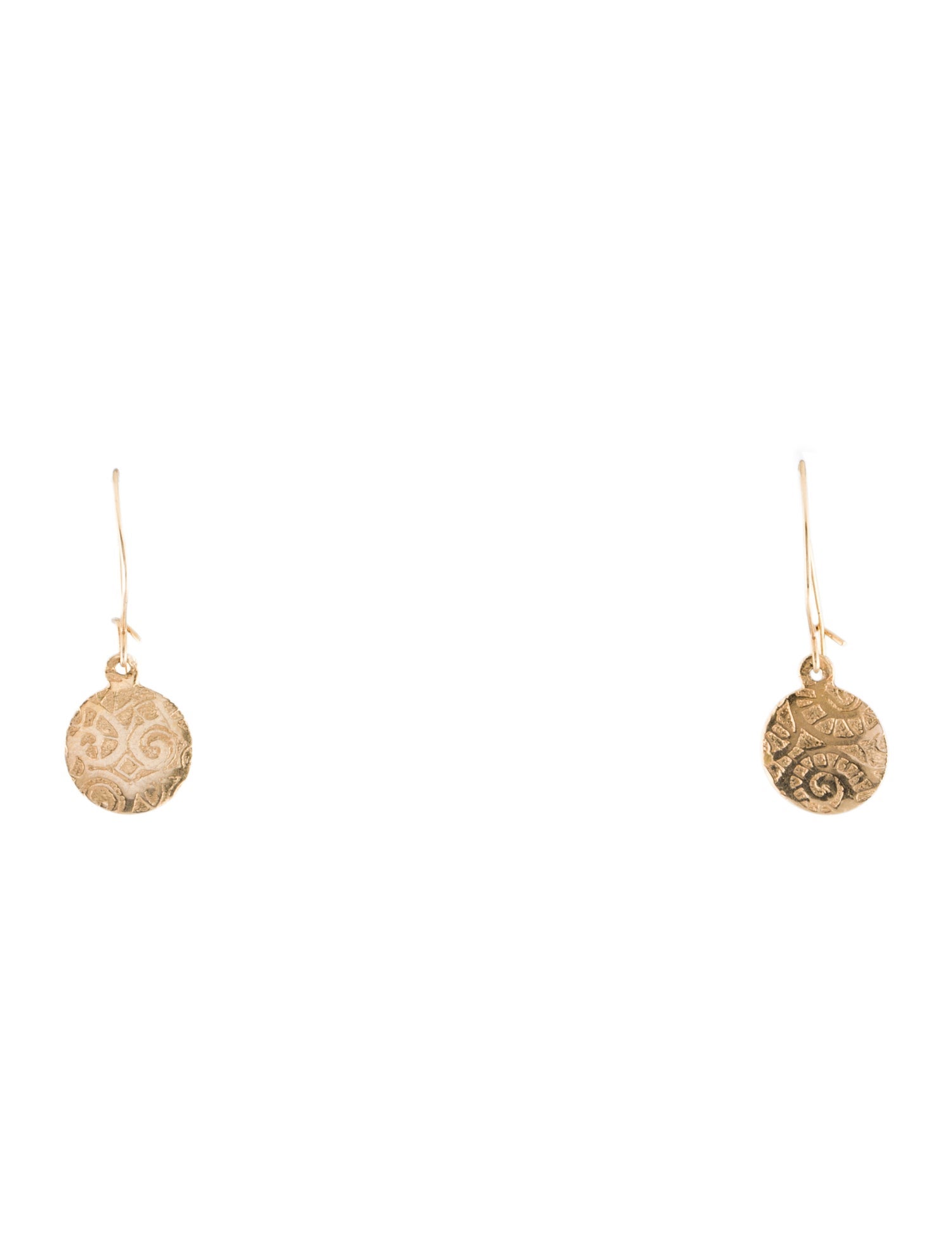 Earrings 14K Engraved Disk