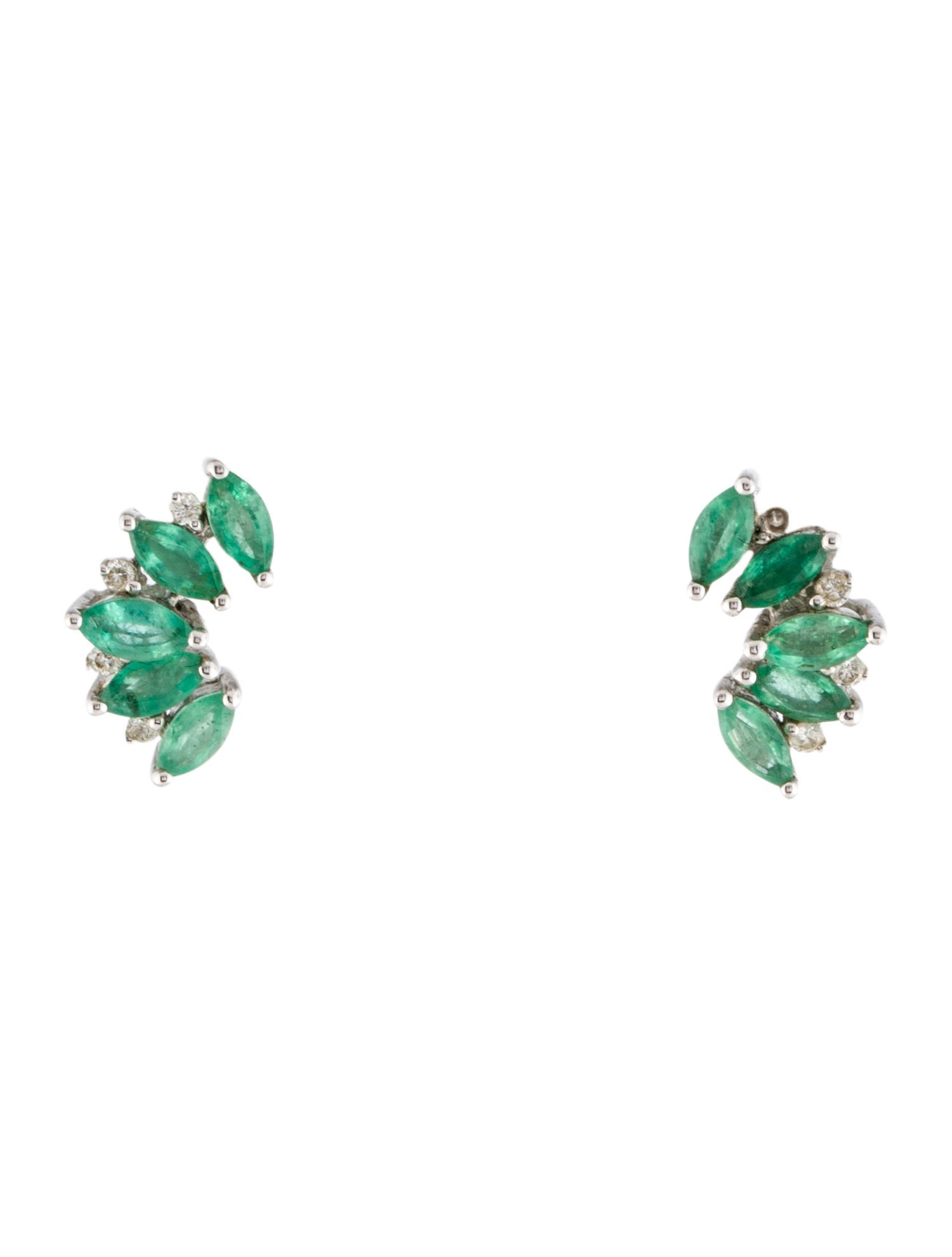 Earrings 14K 1.28ct Emerald & Diamond Stud