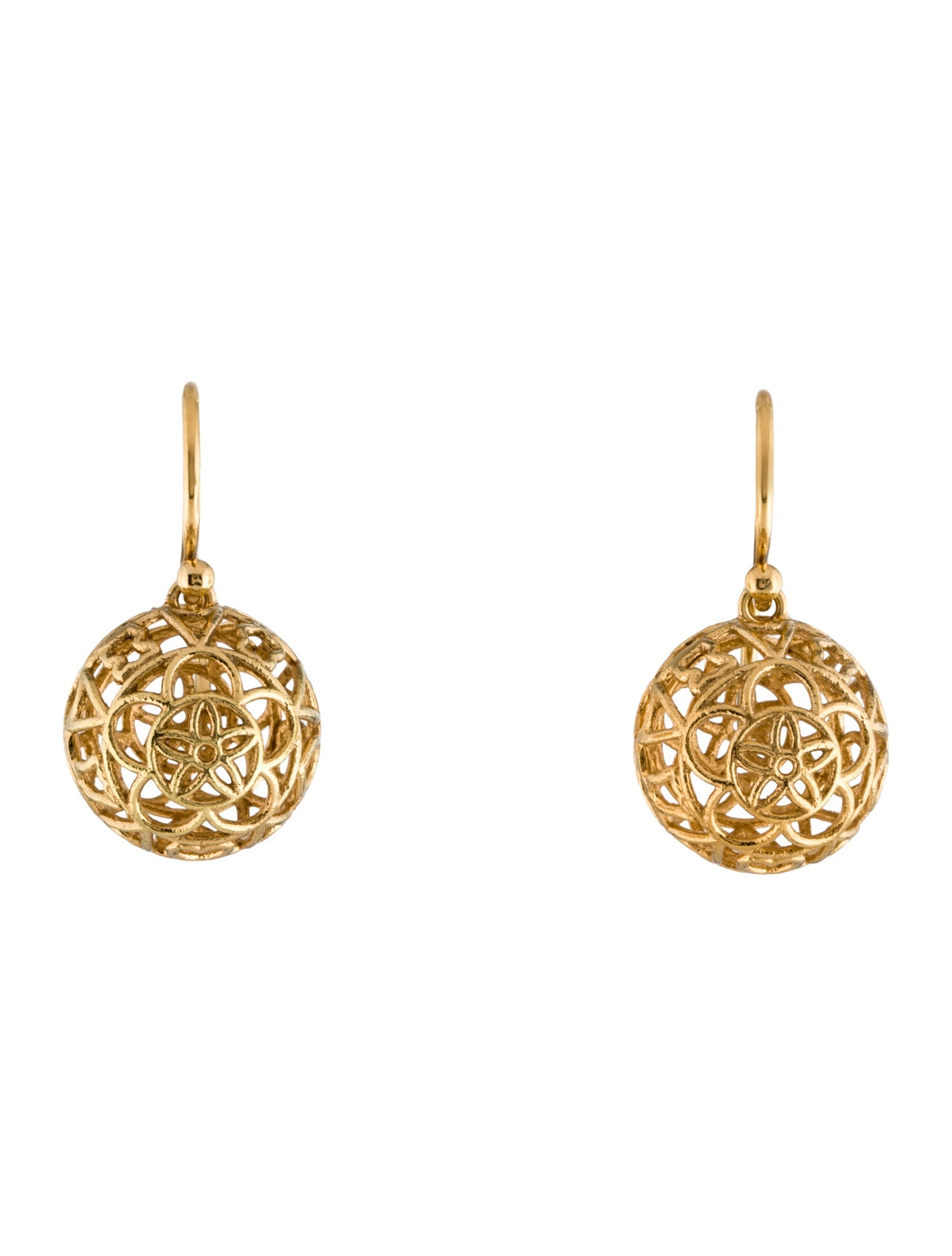 Earrings 18K Filigree Ball Drop