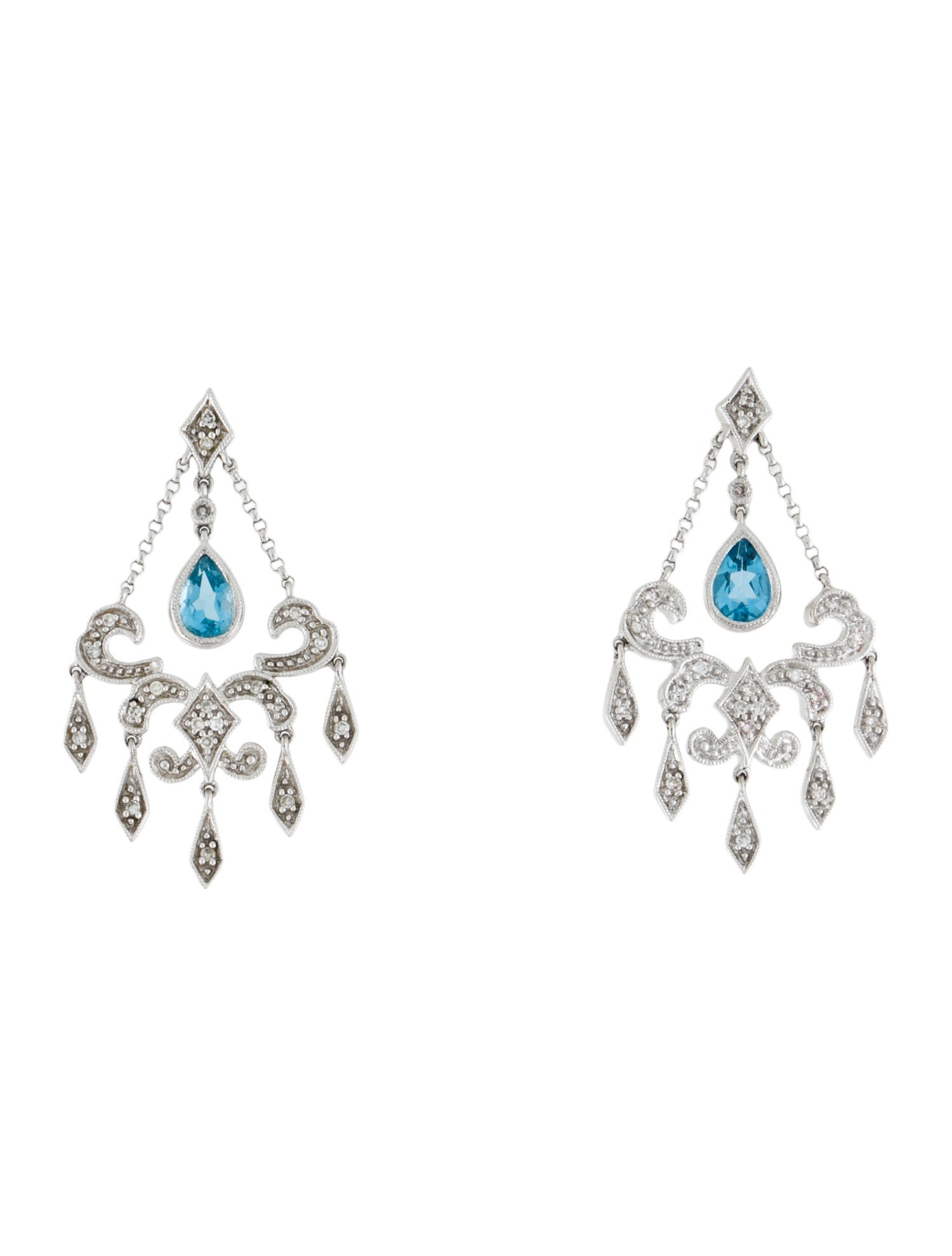 Earrings 14K Topaz & Diamond Chandelier