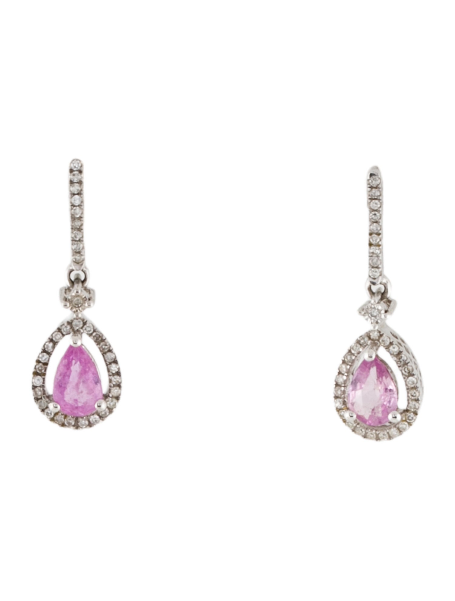 Earrings 14K Sapphire & Diamond Tear Drop