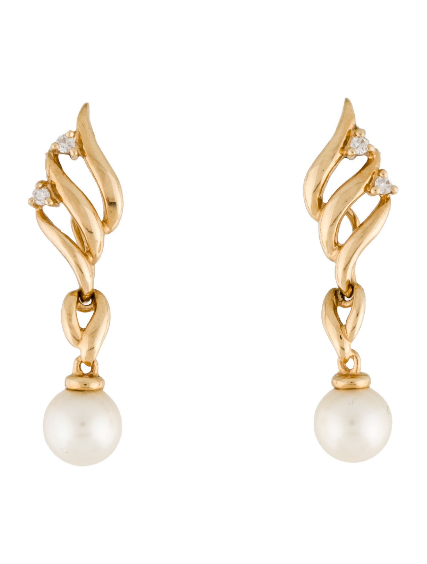 Earrings 14K Pearl & Diamond Drop