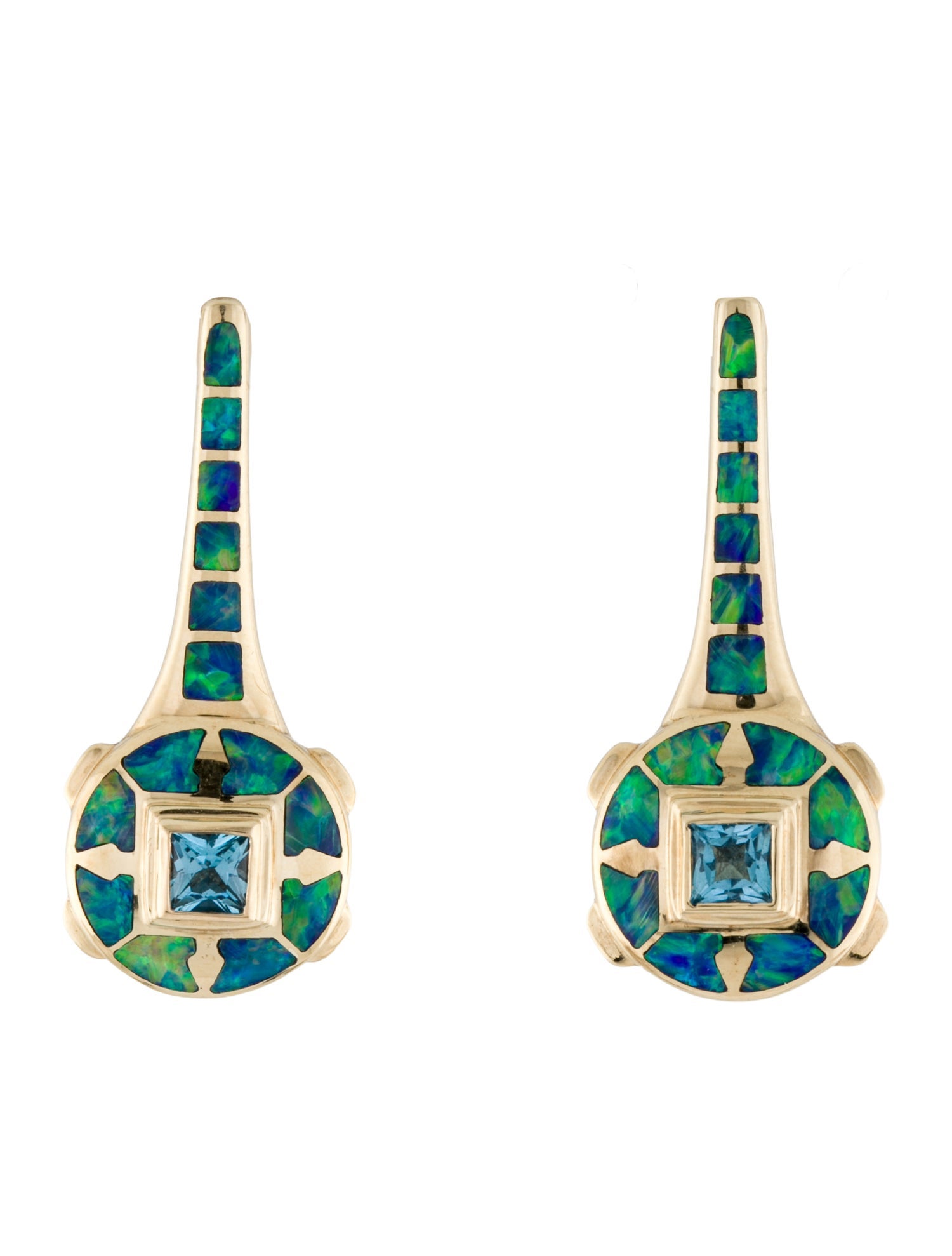 Earrings 14k Opal & Topaz Drop