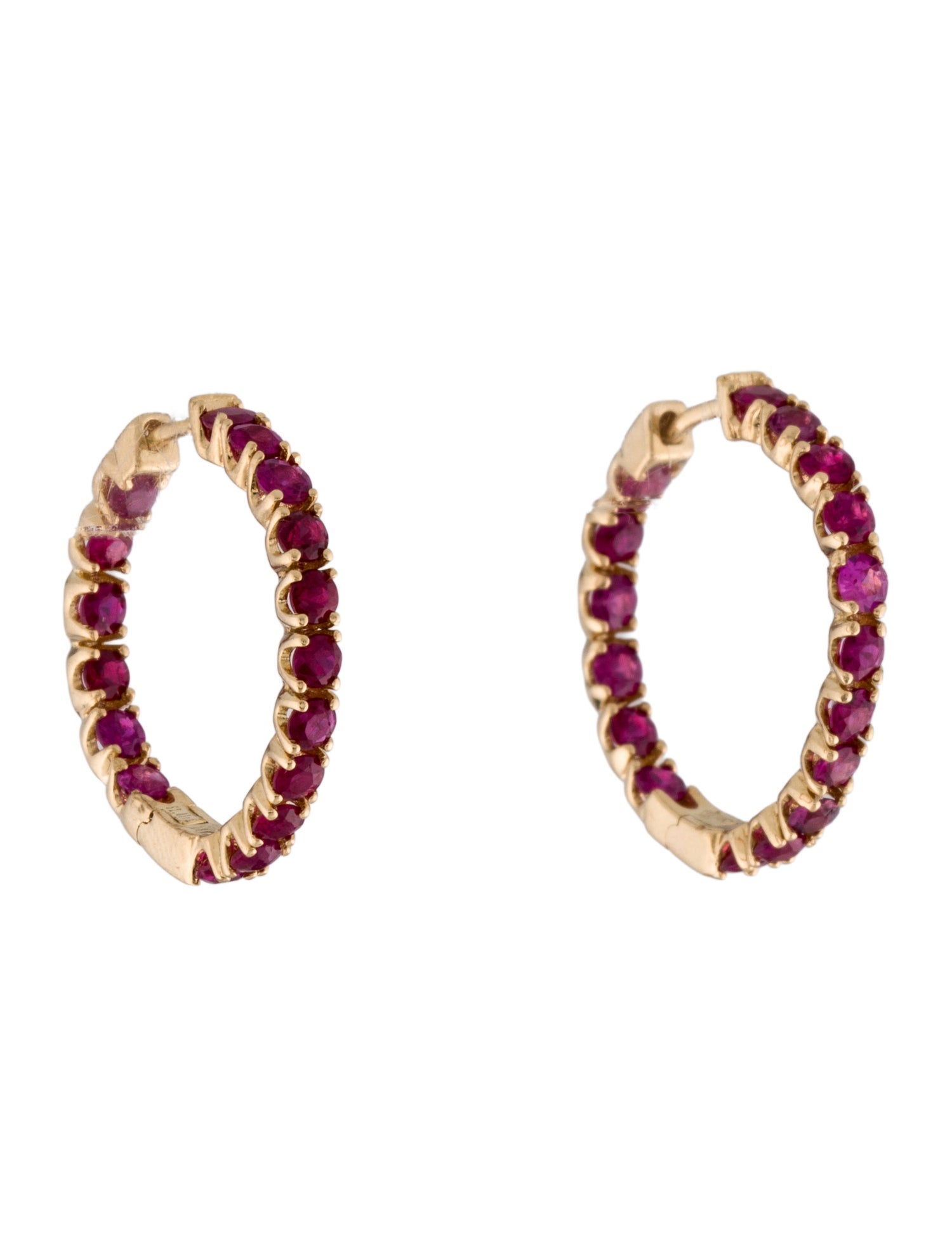 Earrings 18K 2.17ctw Ruby Inside Out Hoop