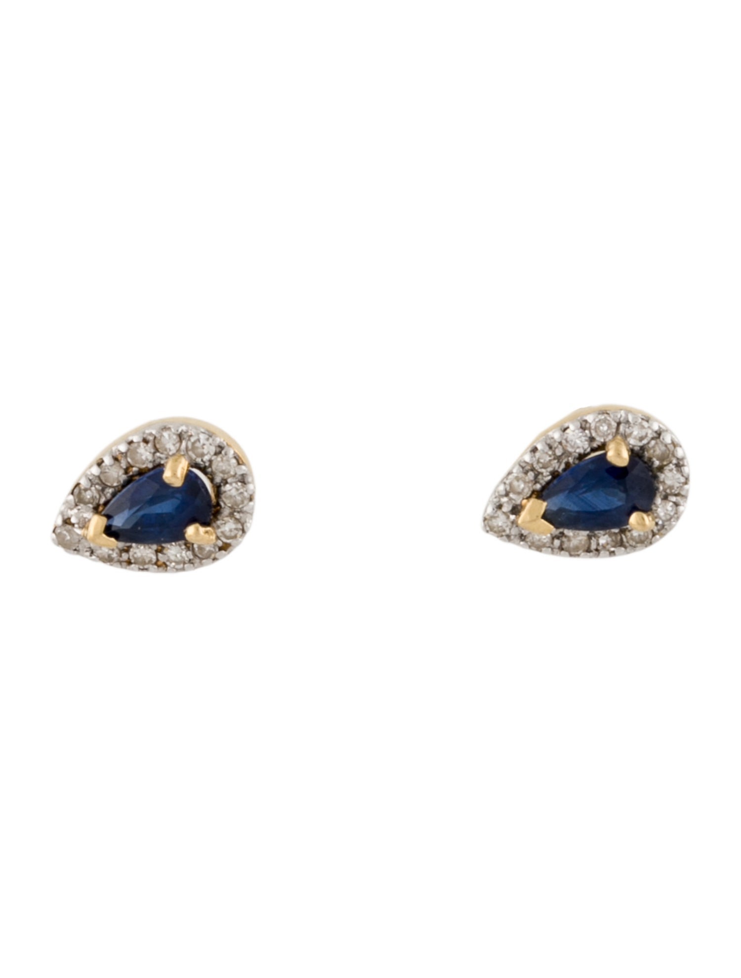 Earrings 18K Sapphire & Diamond Tear Drop Stud