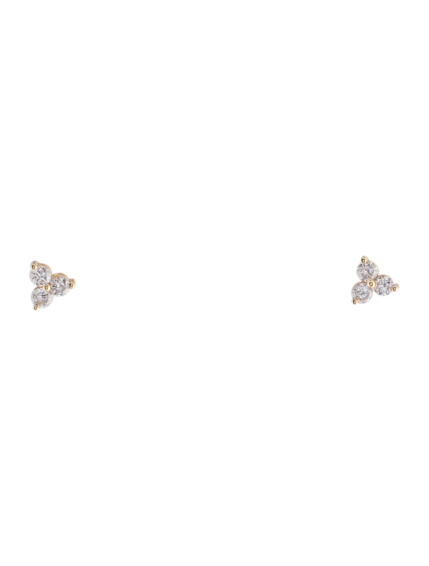 Earrings 14K Diamond Three-Stone Cluster Stud