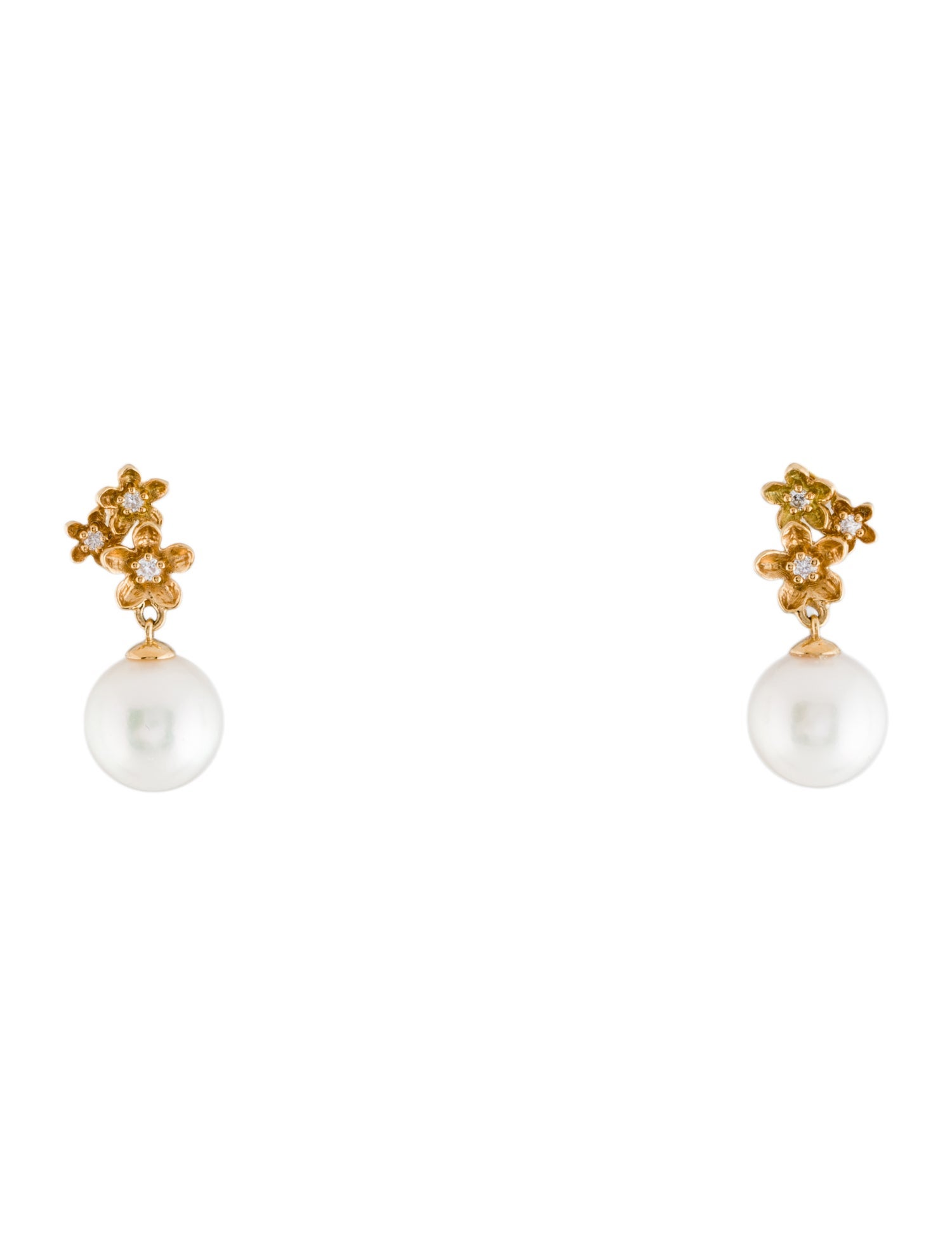 Earrings 18K Diamond & Pearl Drop
