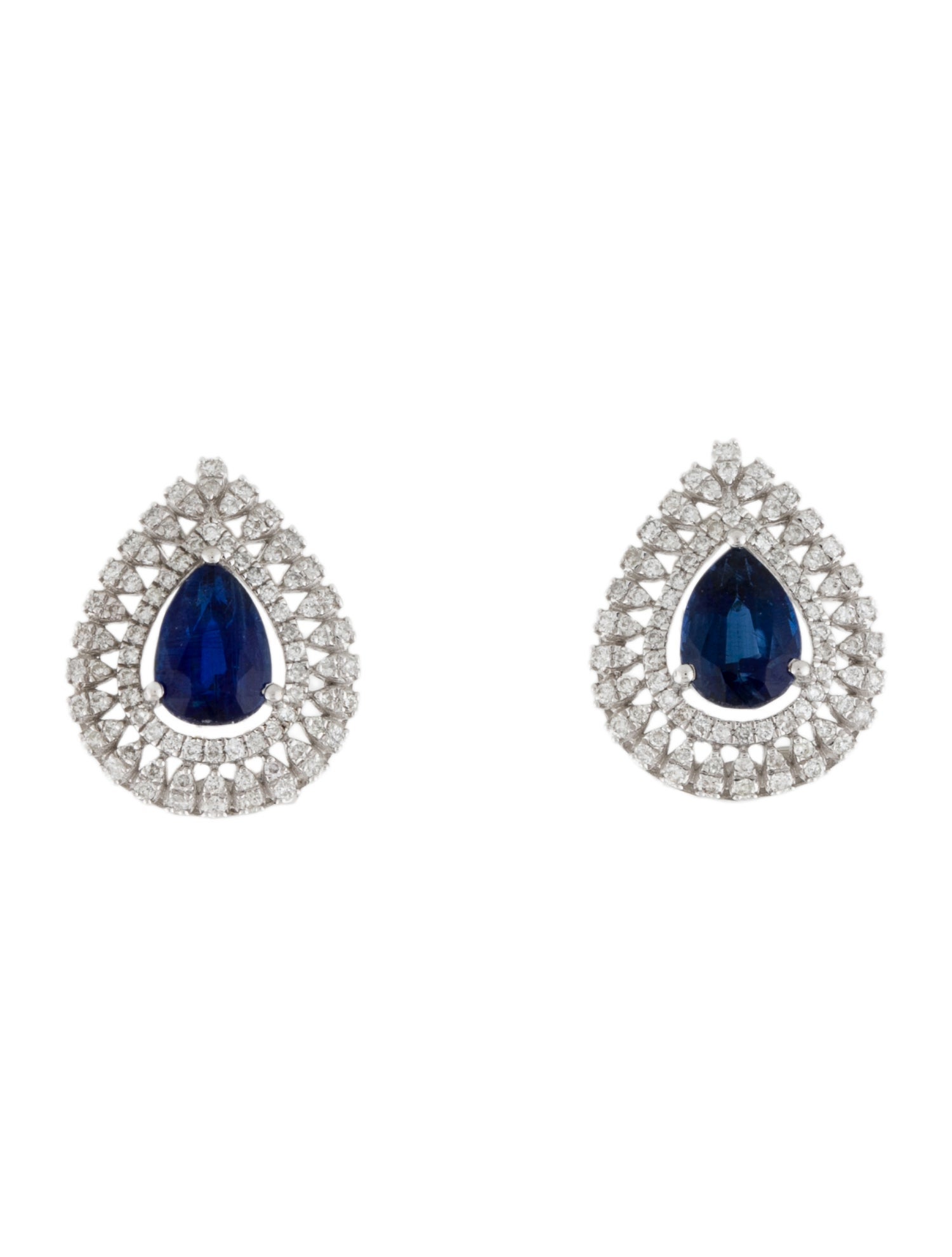 Earrings 18K 2.86ctw Kyanite & Diamond Tear Drop Earclips