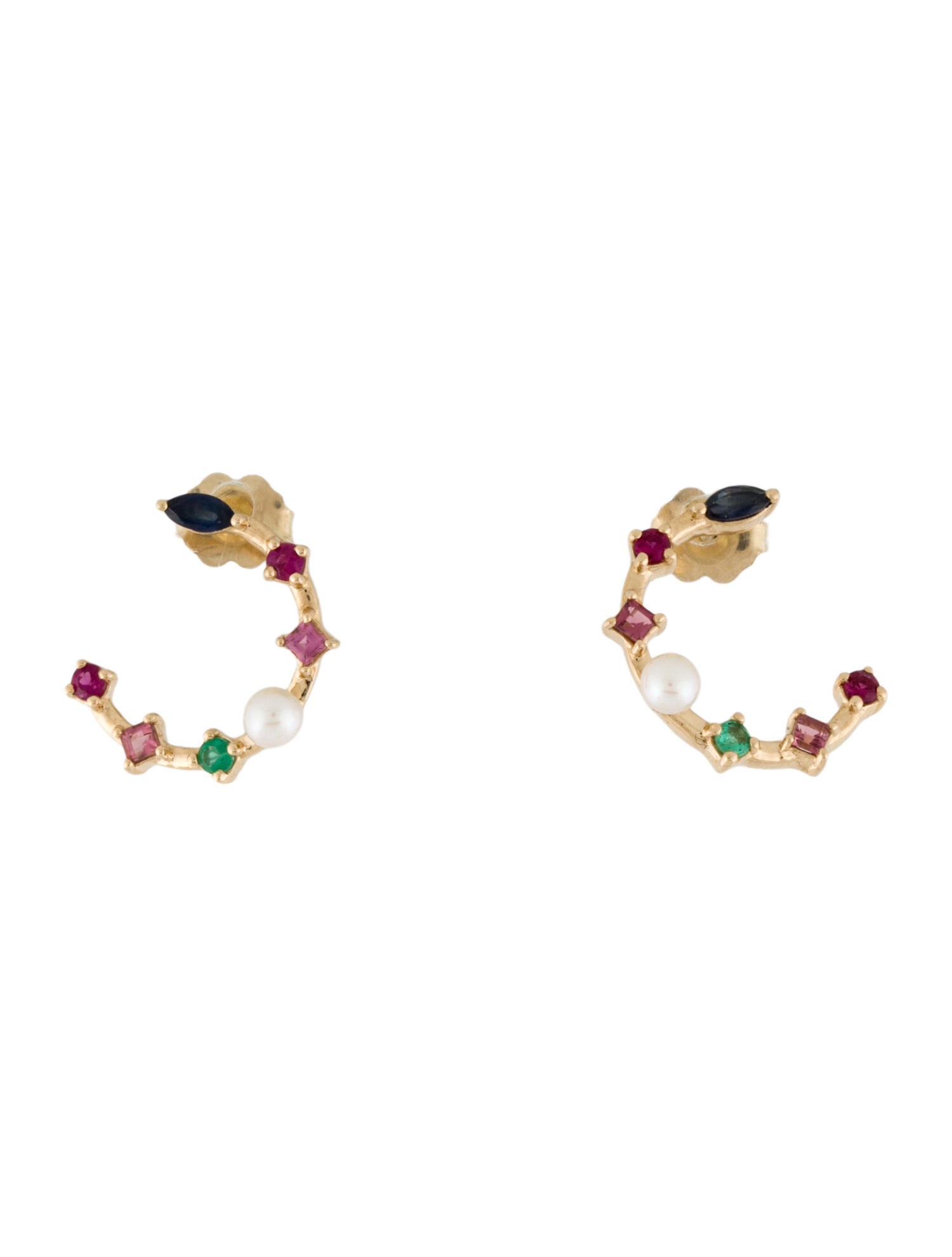 Earrings 14K Pearl & Multi-Stone Drop