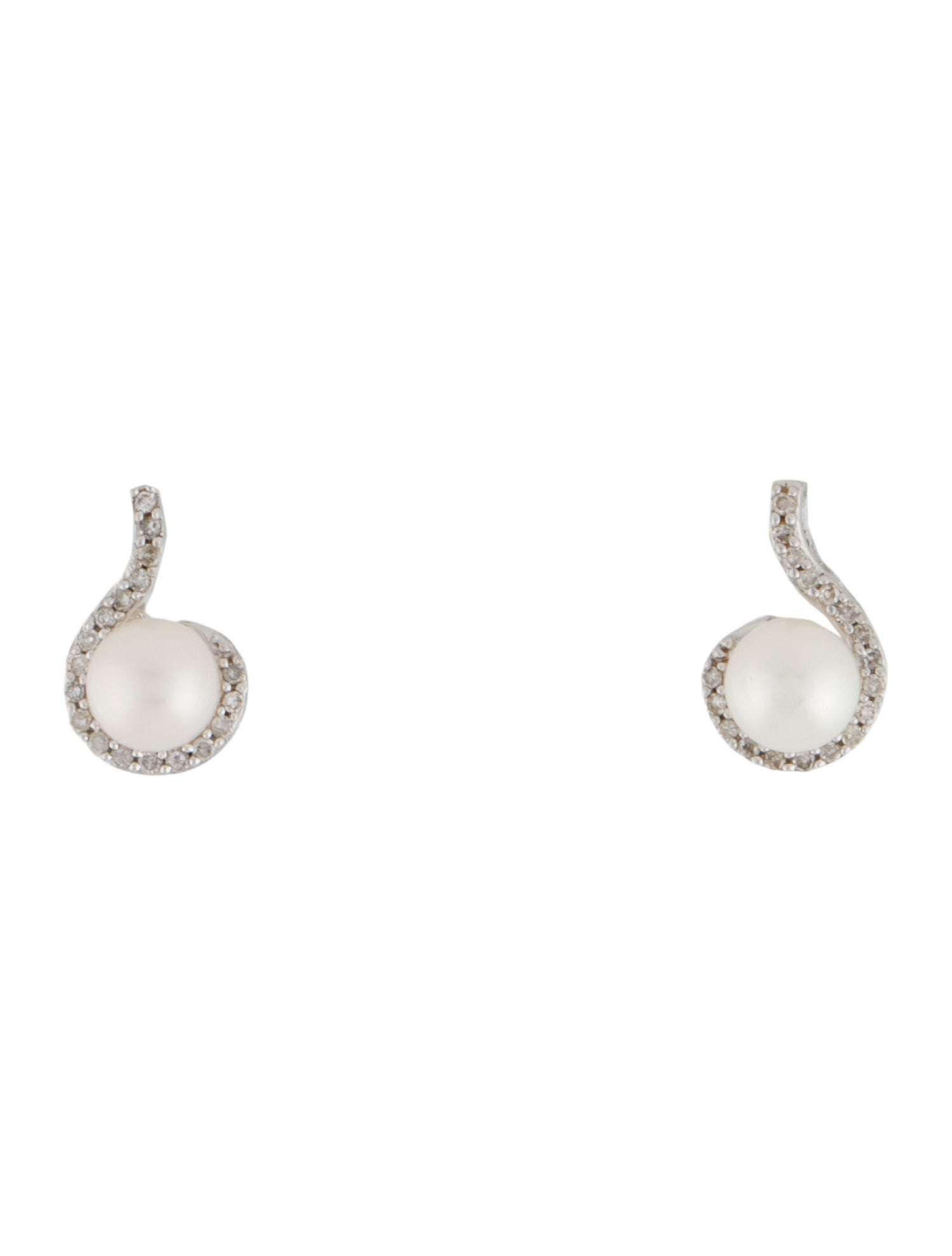 Earrings 10K Pearl & Diamond Drop