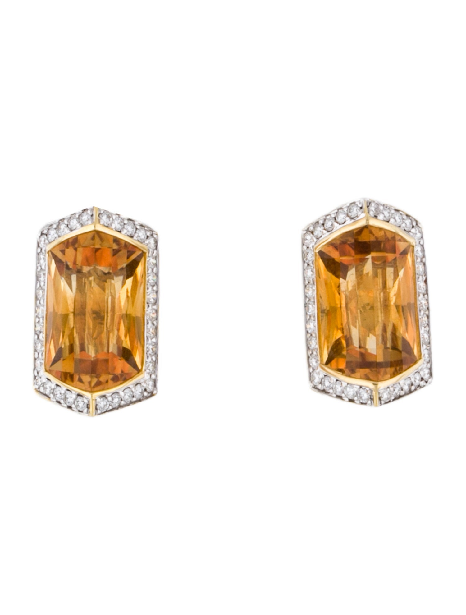 Earrings 18K Citrine & Diamond Convertible