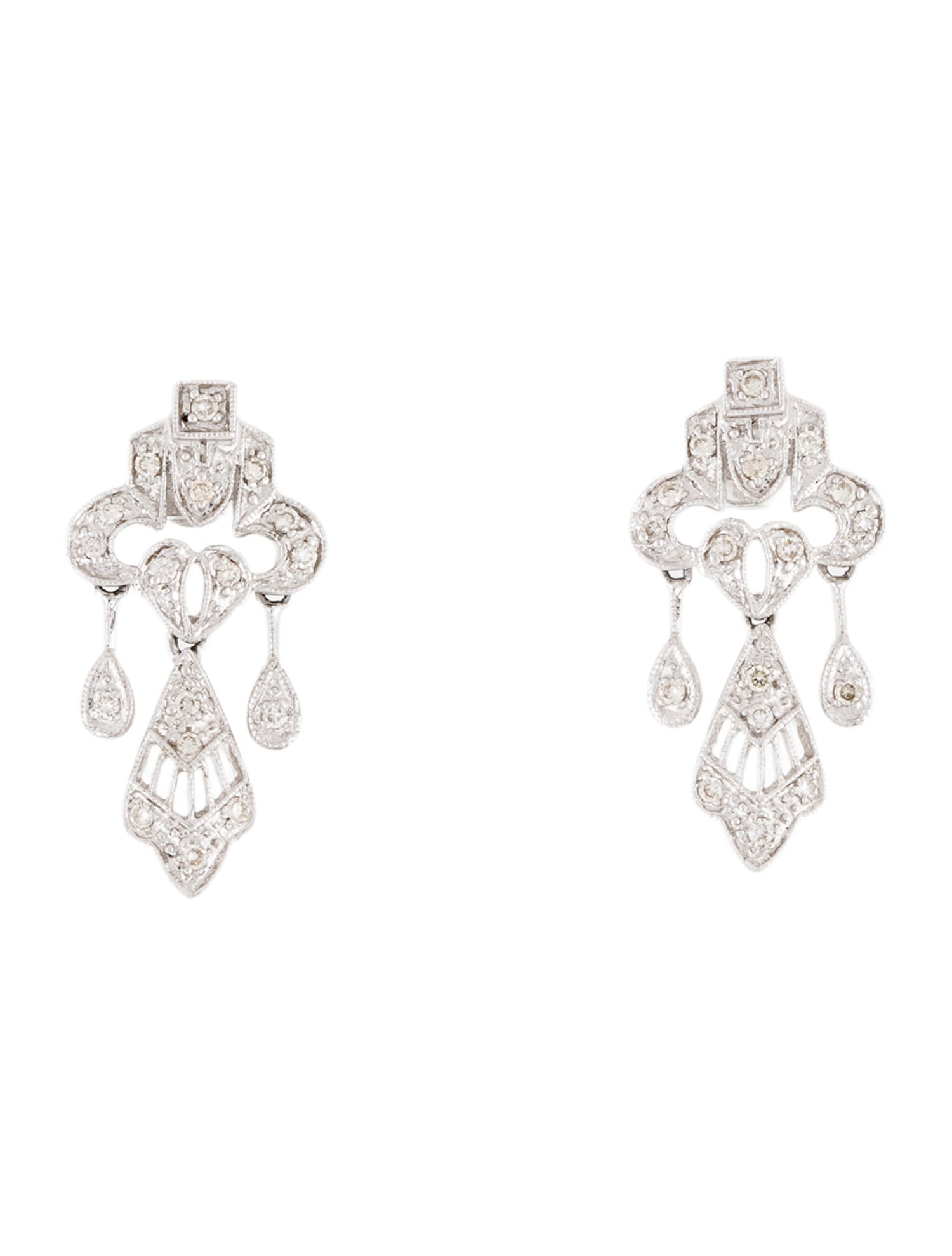 Earrings 18K Diamond Filigree Drop