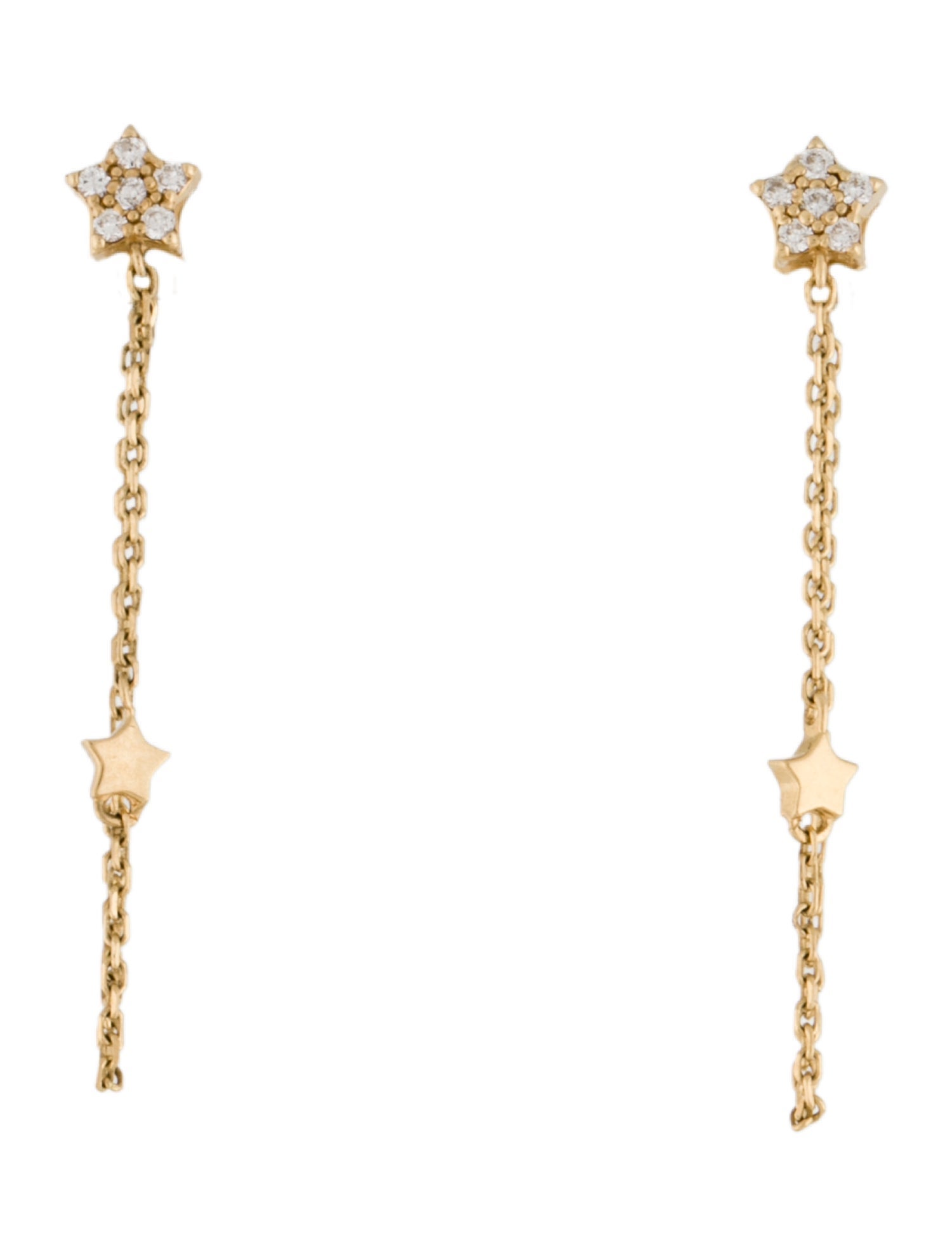 Earrings 14K Diamond Star Drop