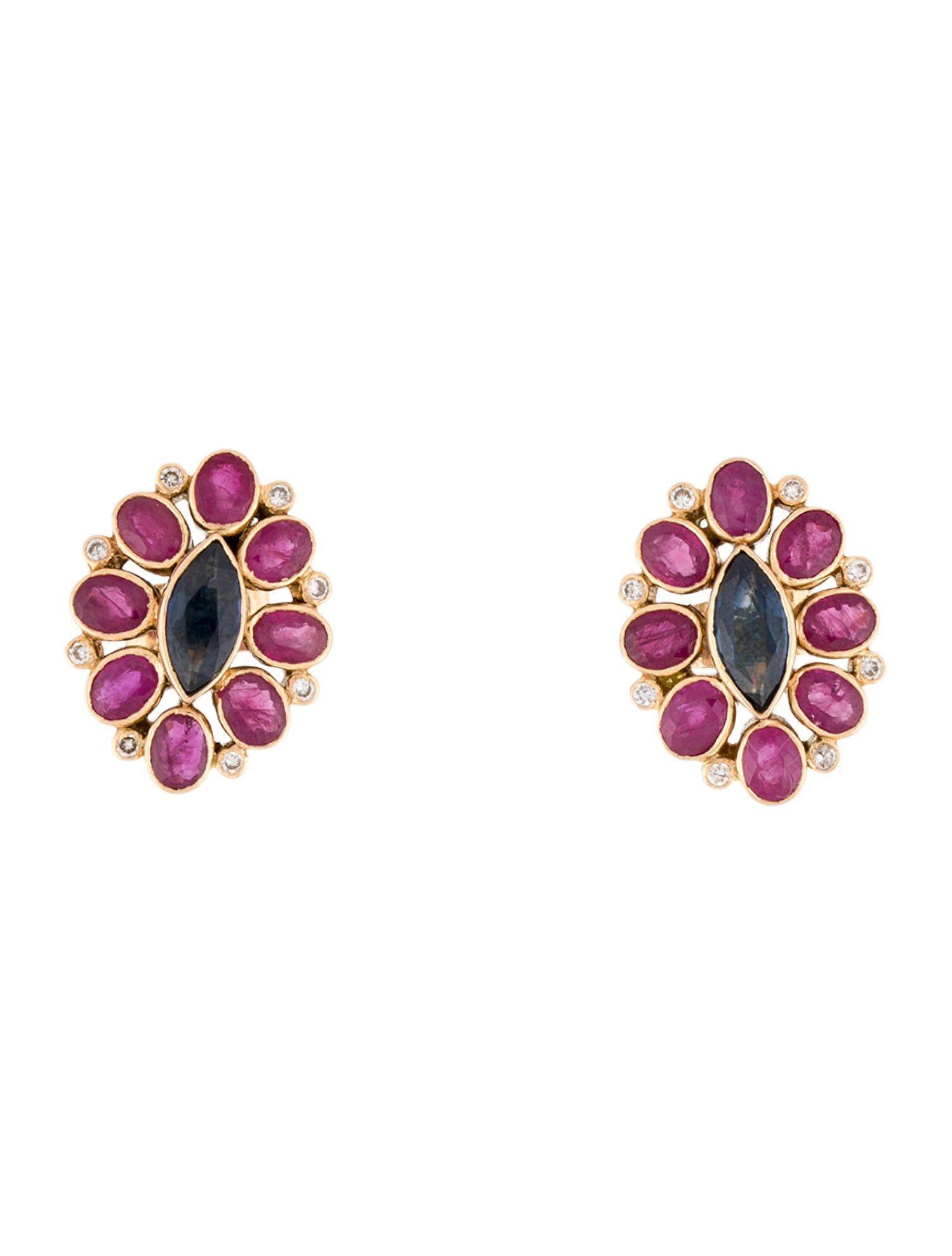 Earrings 18K Sapphire, Ruby & Diamond Stud