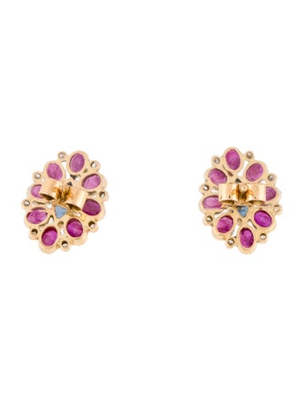 Earrings 18K Sapphire, Ruby & Diamond Stud Earrings