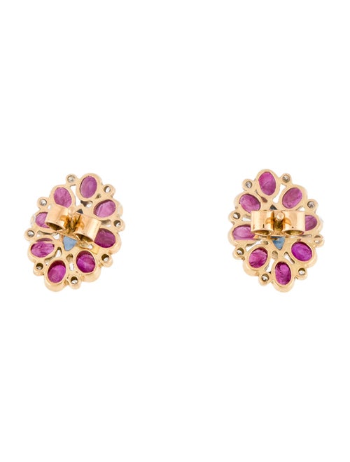 Earrings 18K Sapphire, Ruby & Diamond Stud Earrings