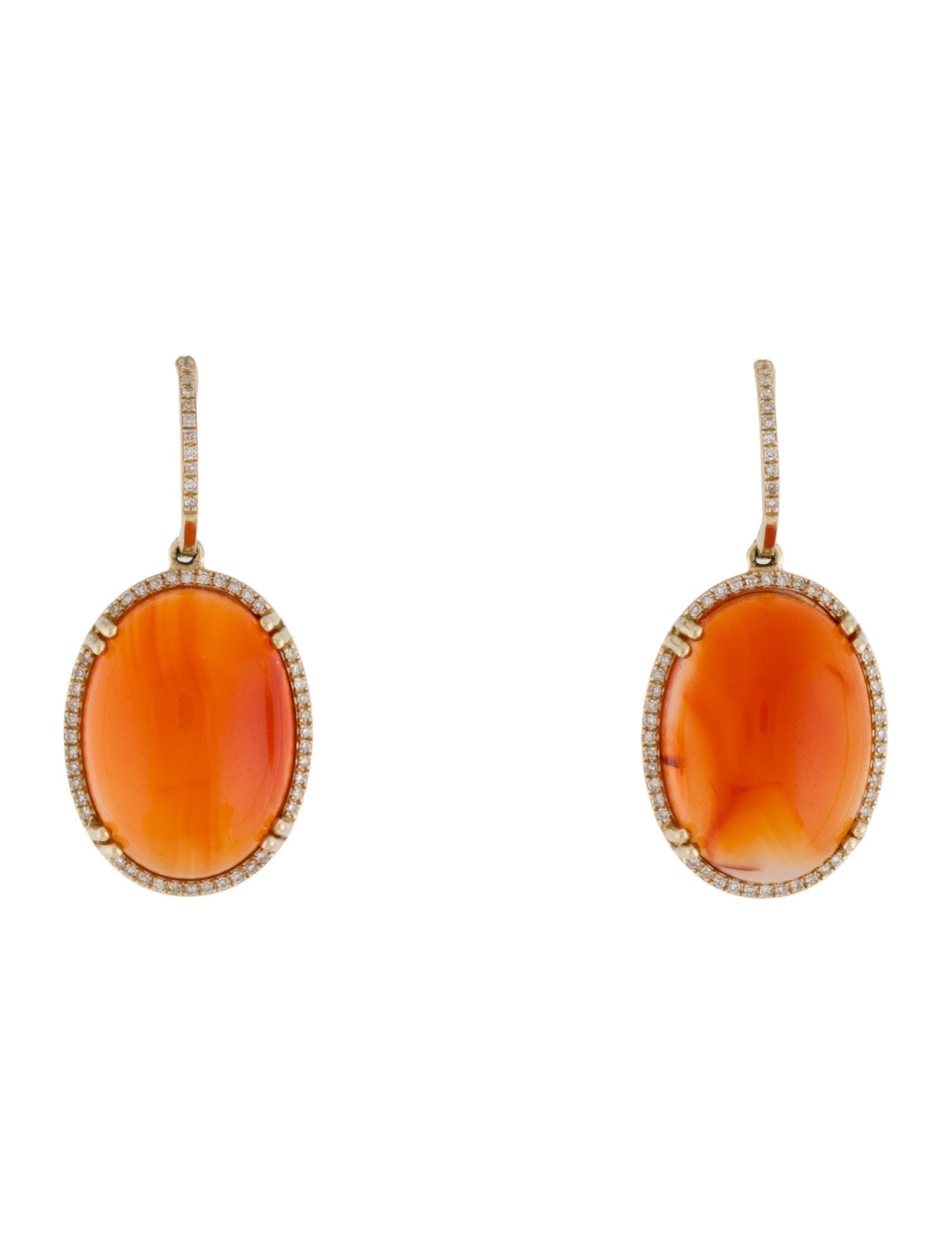 Earrings 14K Carnelian & Diamond Drop