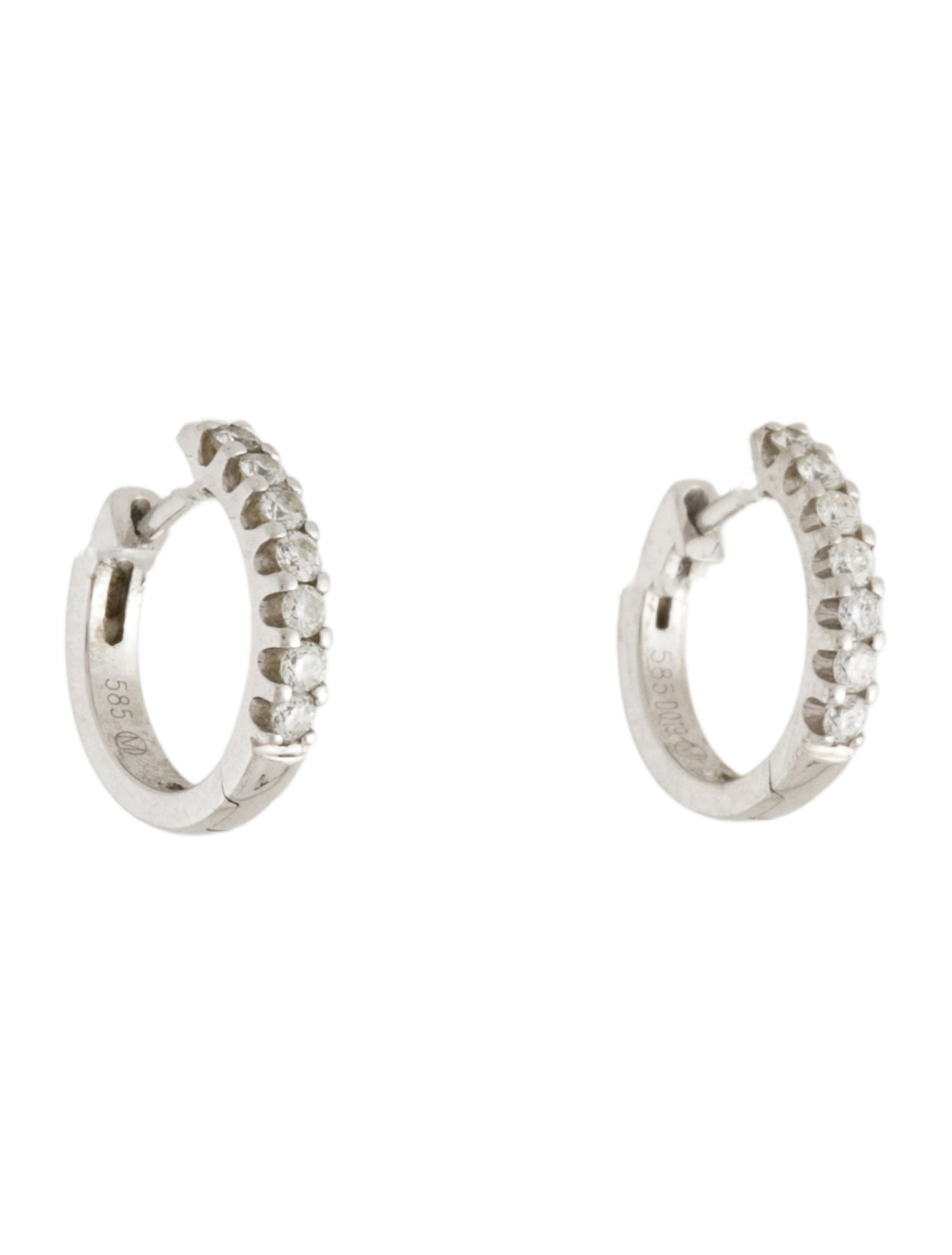 Earrings 14K Diamond Huggie Hoop