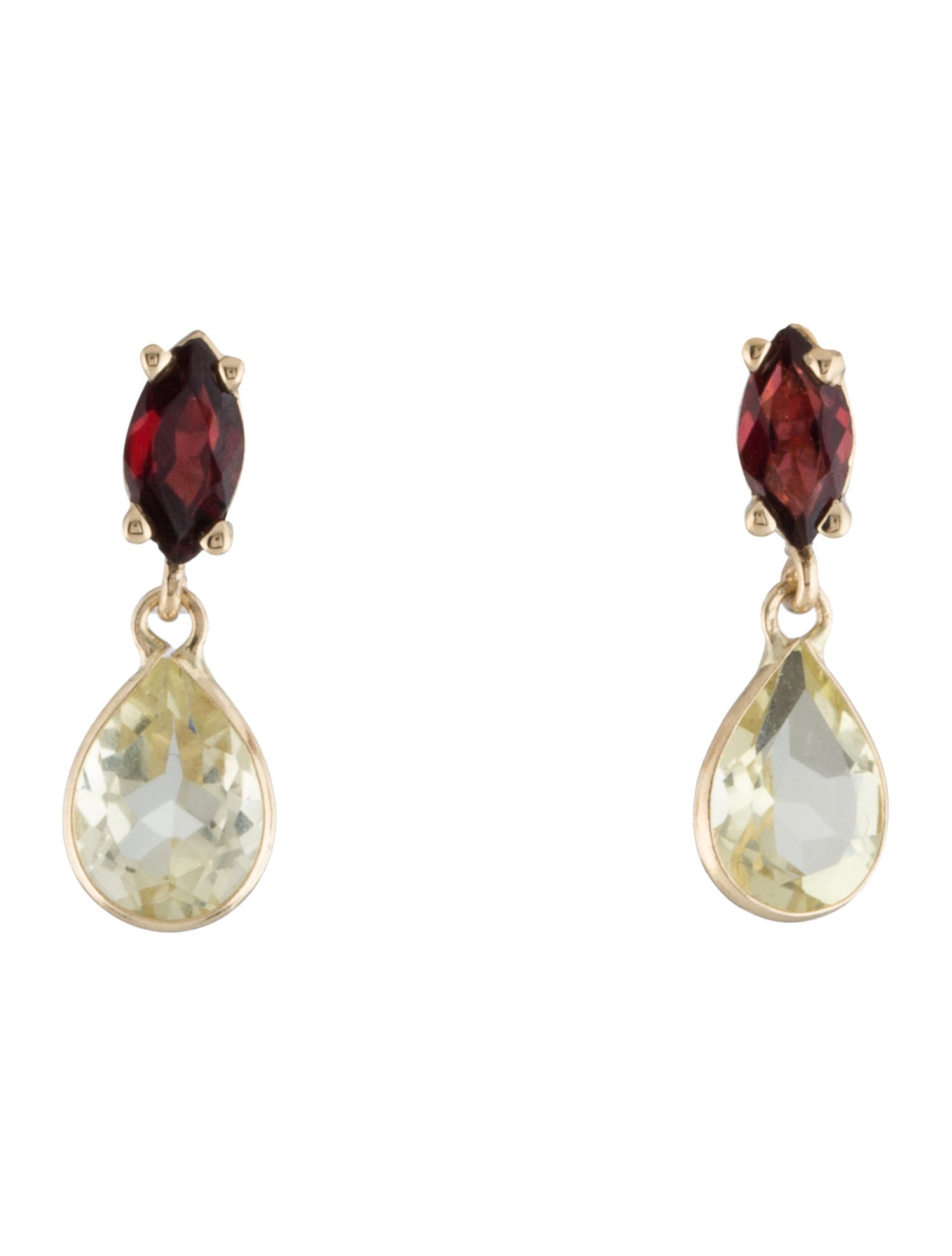 Earrings 14K Garnet & Citrine Drop