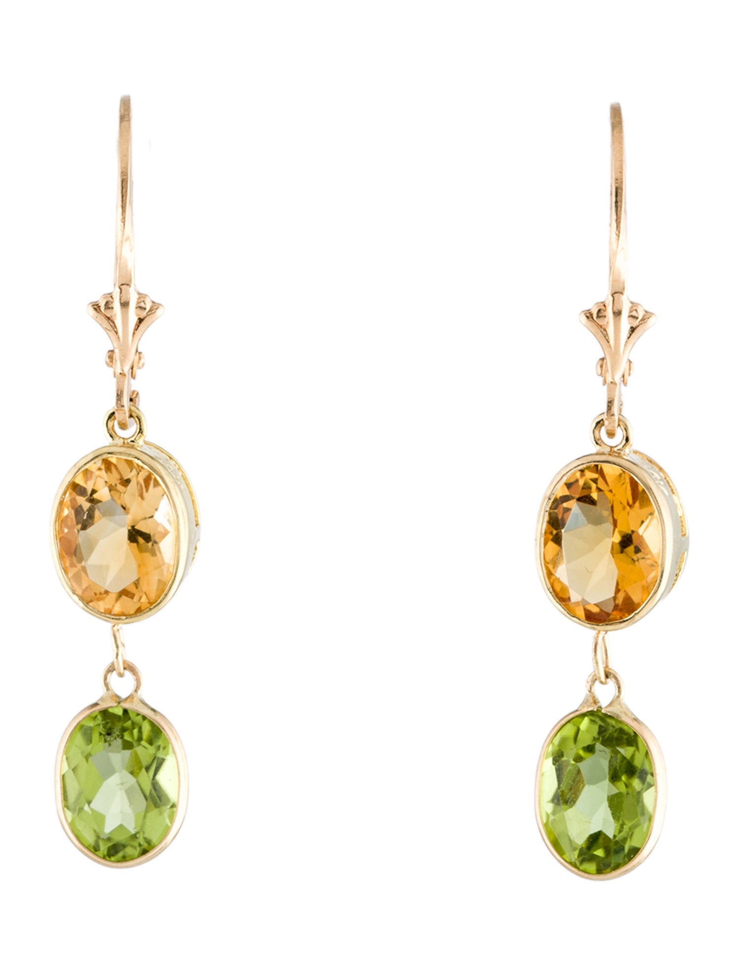 Earrings 14K Peridot & Citrine Drop Earrings