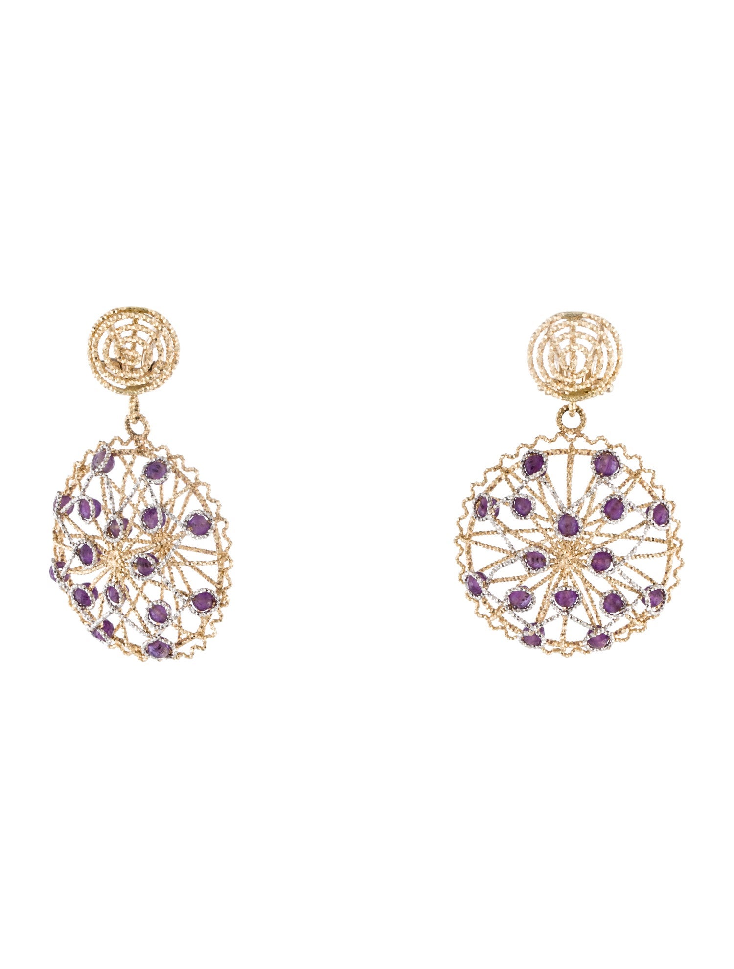 Earrings 14K Amethyst Filigree Drop Earrings
