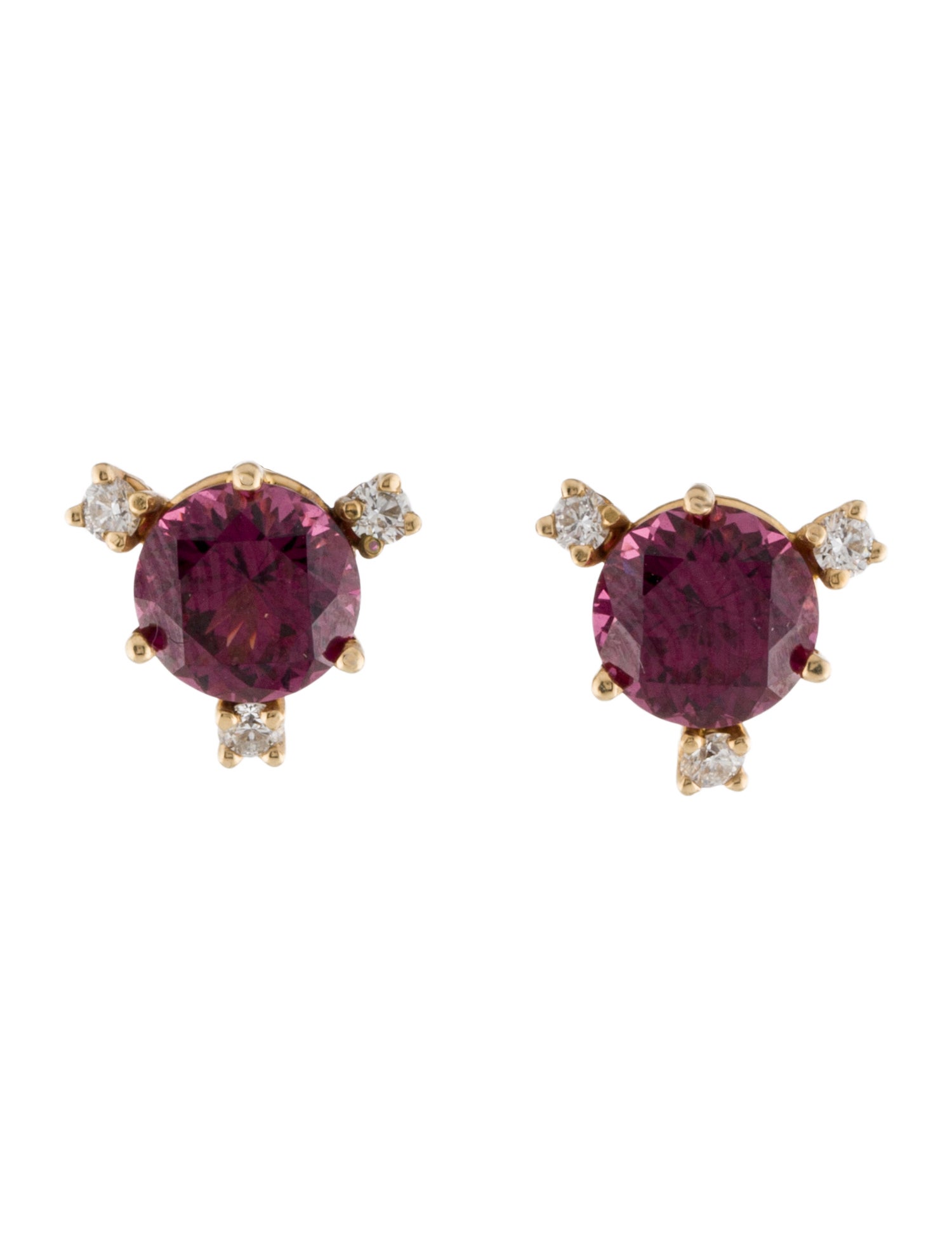 Earrings 14K 4.88ct Garnet & Diamond Stud