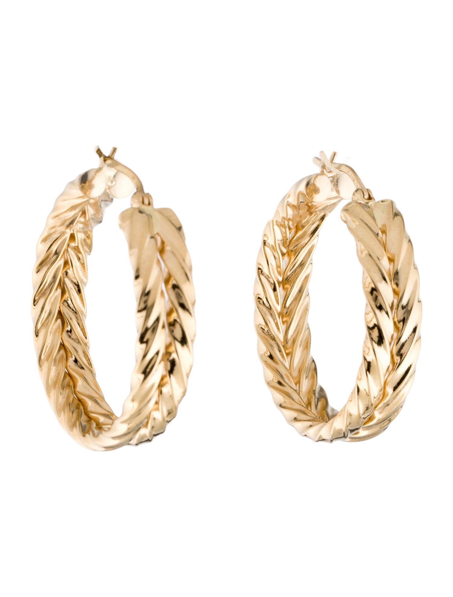 Earrings 14K Woven Hollow Hoop Earrings