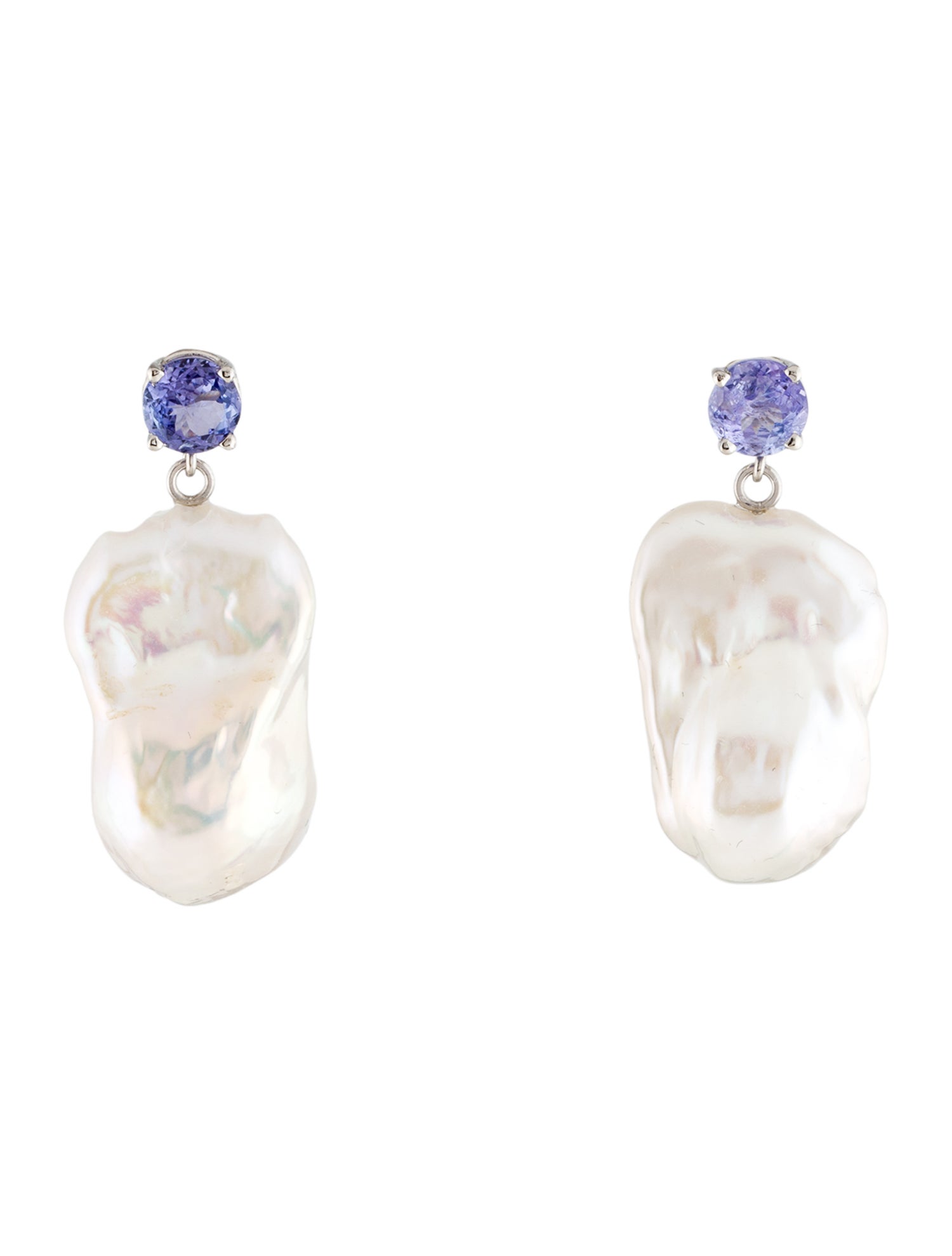 Earrings Platinum Pearl & Tanzanite Drop Earrings