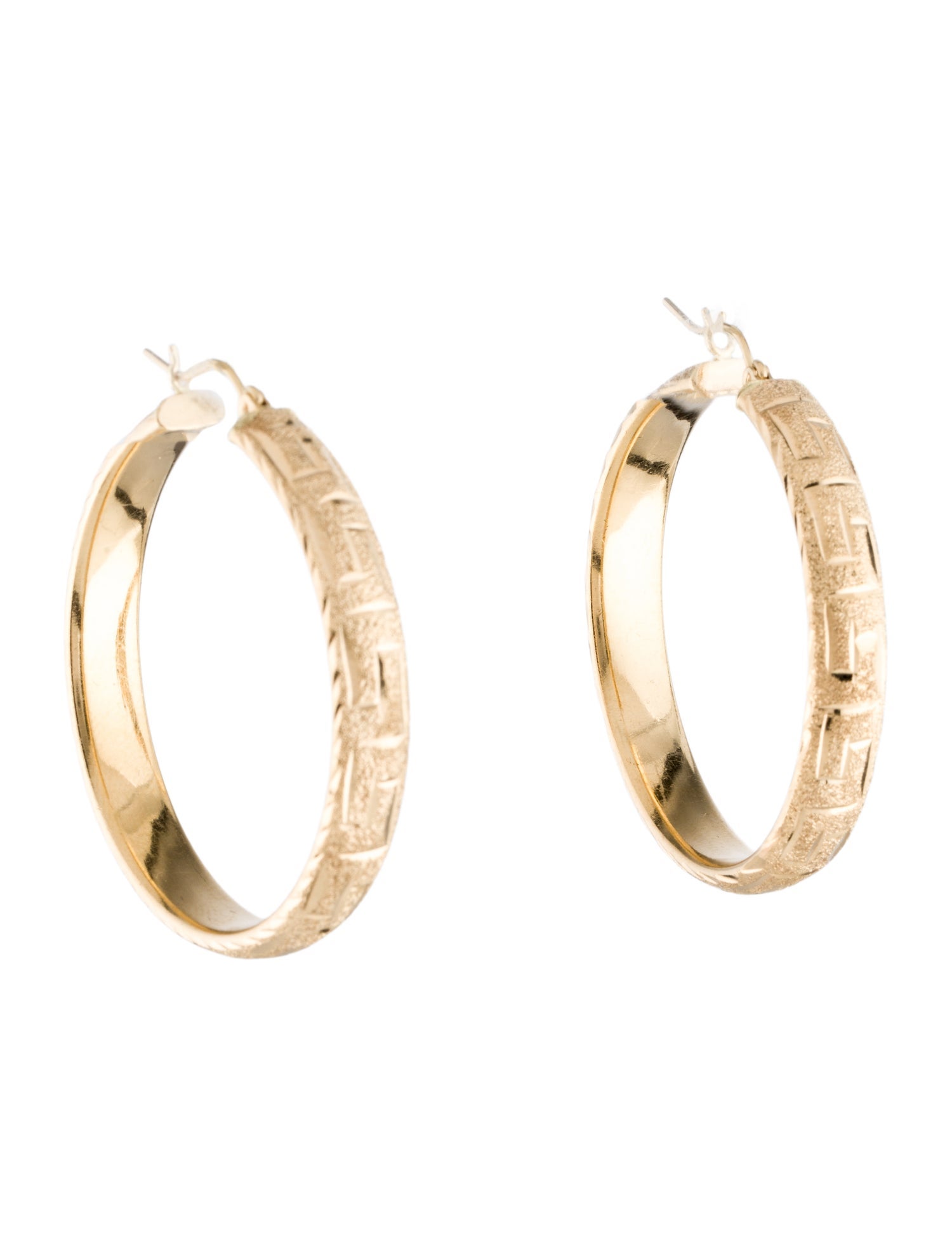 Earrings 14K Greek Key Hoop