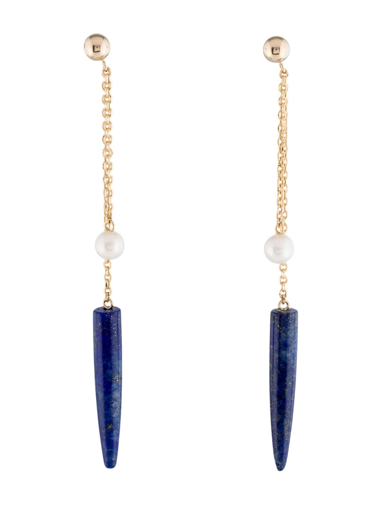 Earrings 14K Pearl & Lapis Lazuli Drop Earrings