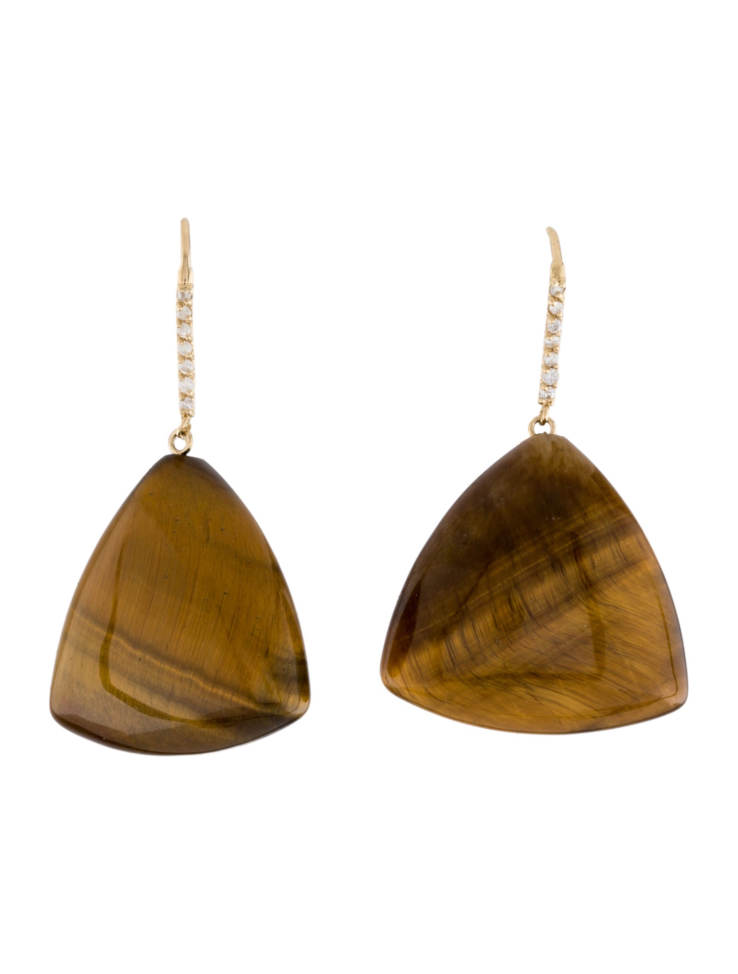 Earrings 14K Tiger's Eye Quartz & Diamond Drop Earrings