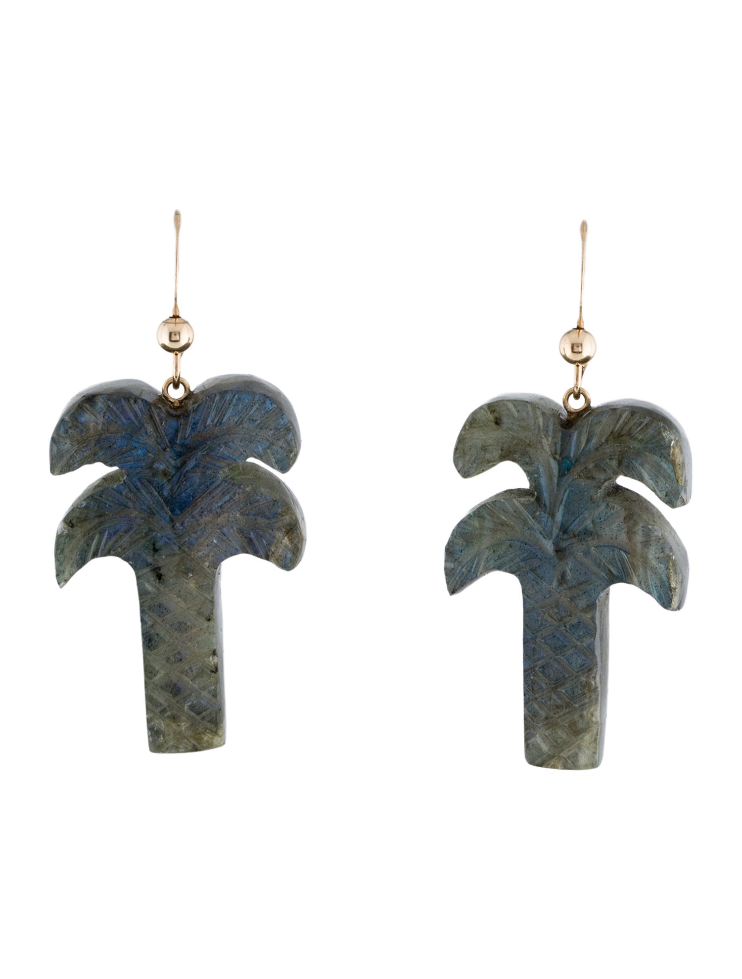 Earrings 14K Labradorite Palm Tree Drop