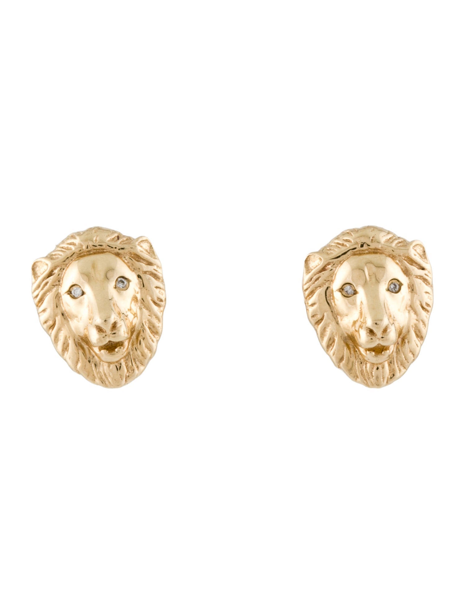 Earrings 14K Diamond Lion Head Earrings