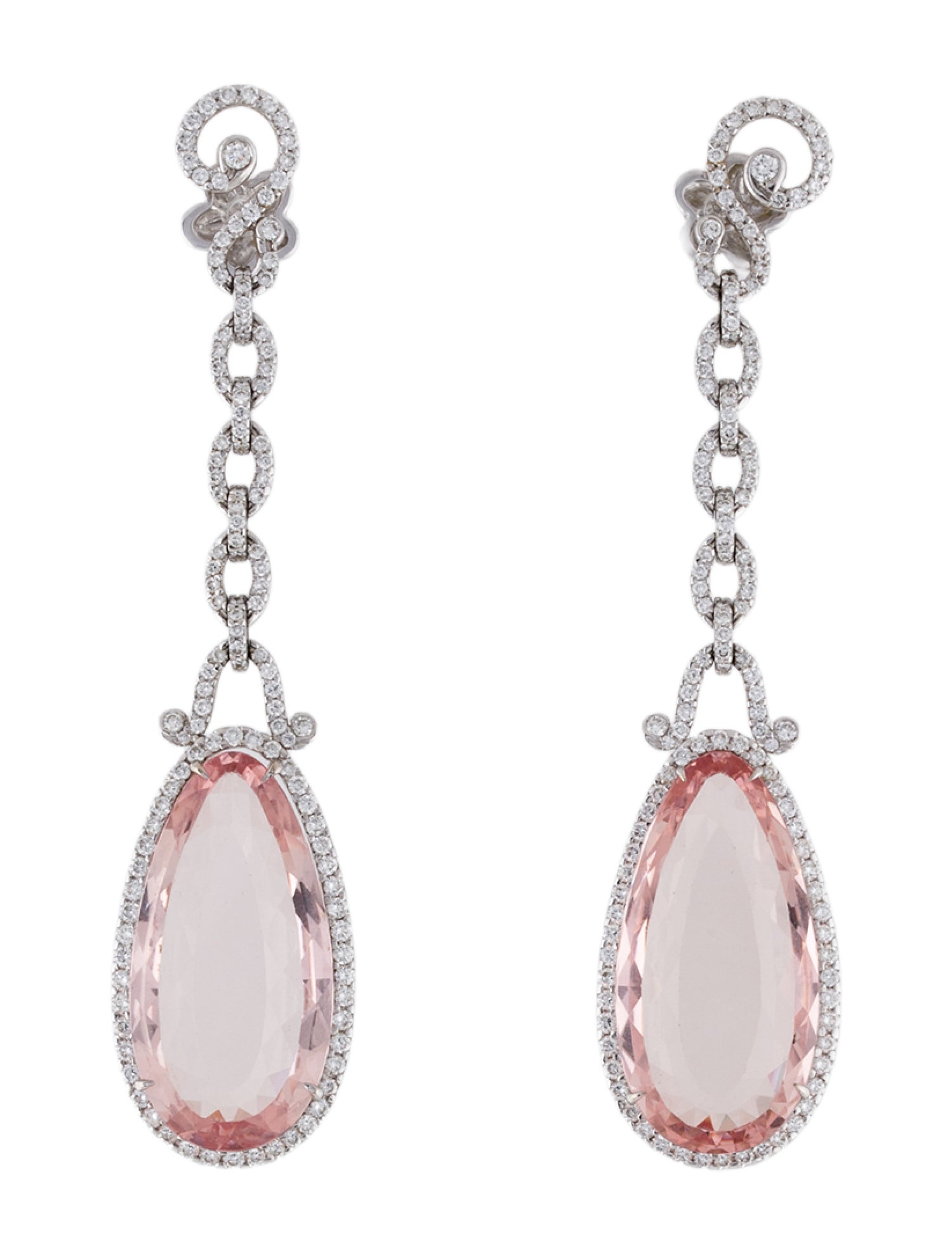 Earrings 18K Morganite & 2.07ctw Diamond Drop