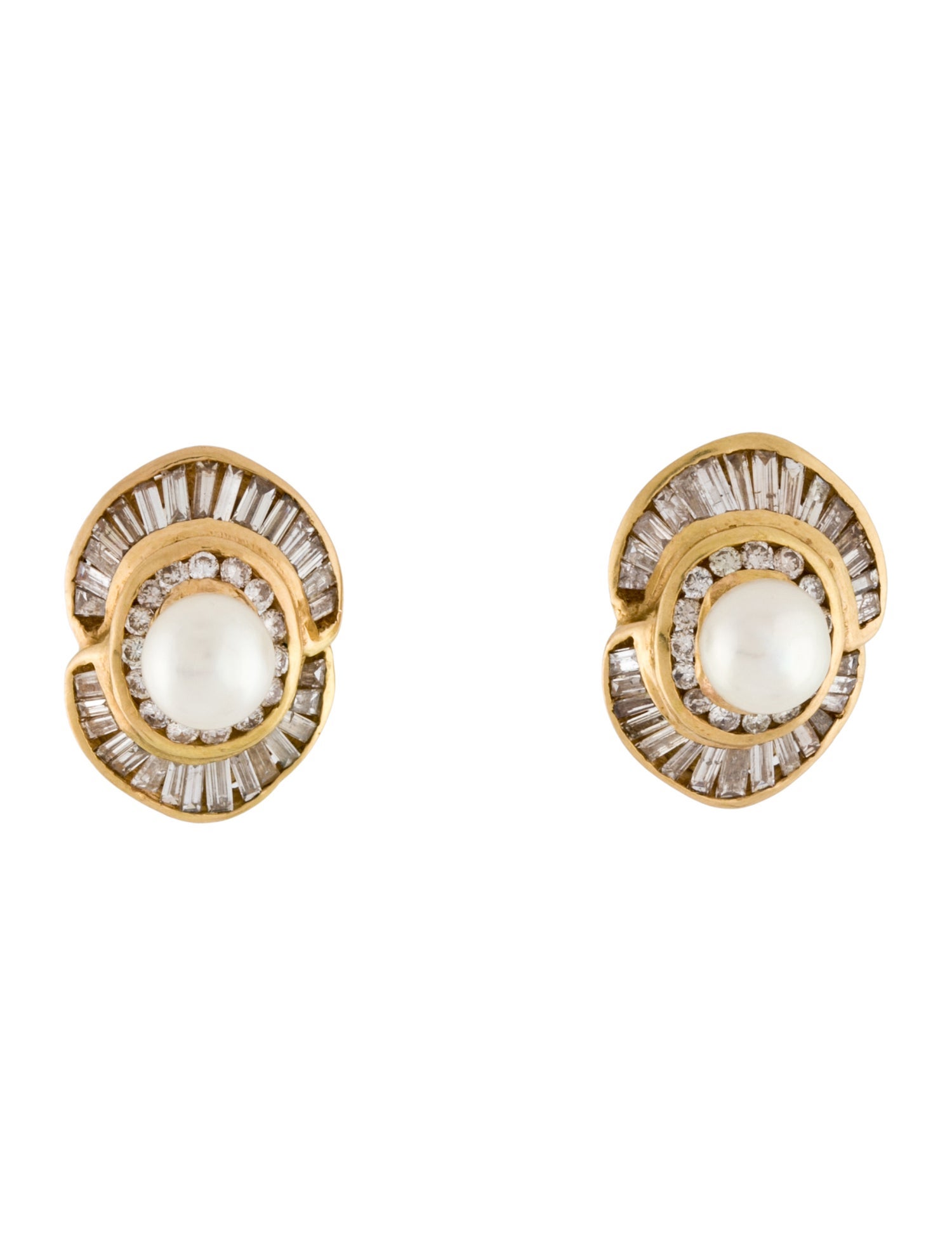 Earrings 18K 2.37ctw Pearl & Diamond Stud