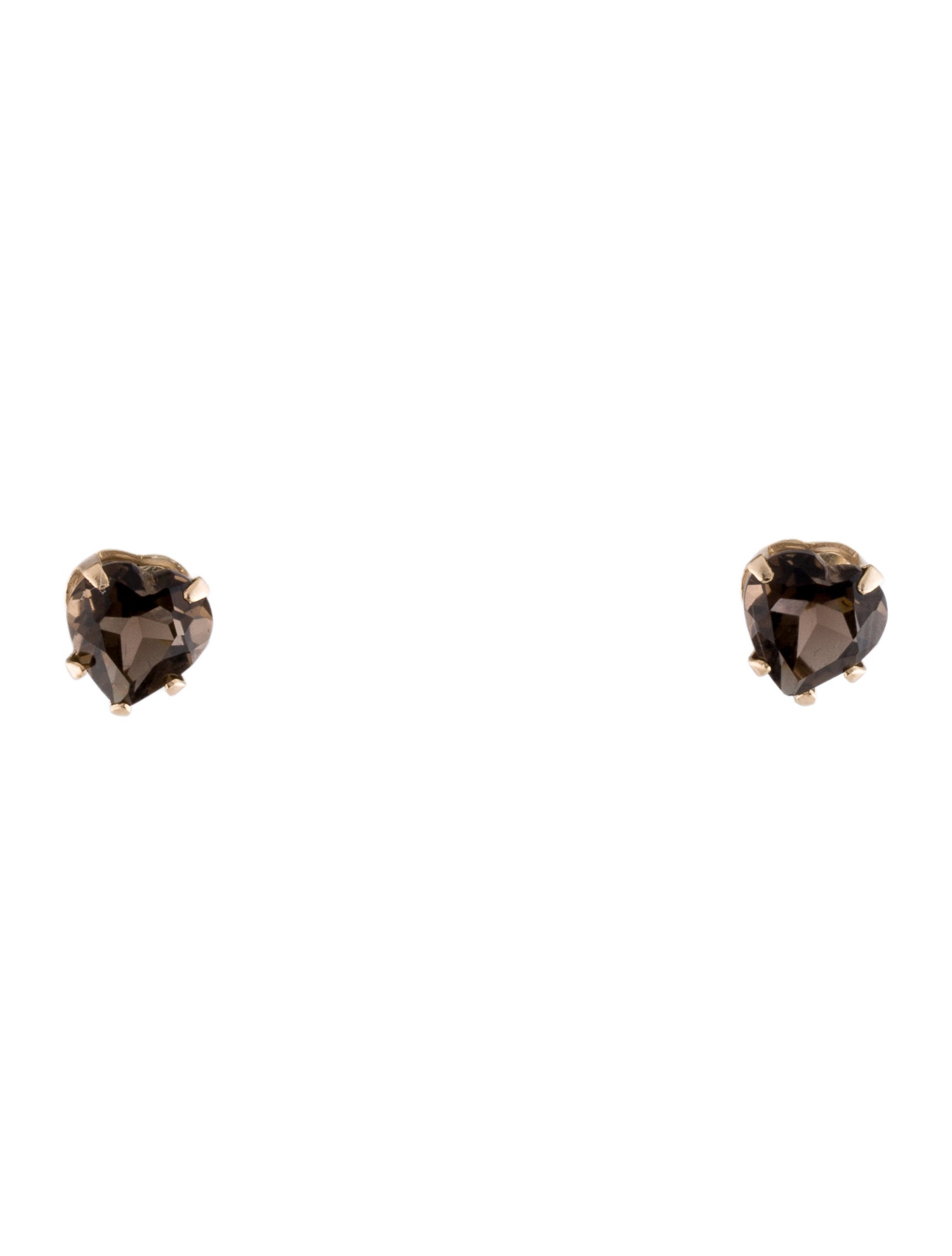 Earrings 14K 2.48ct Smoky Quartz Heart Stud