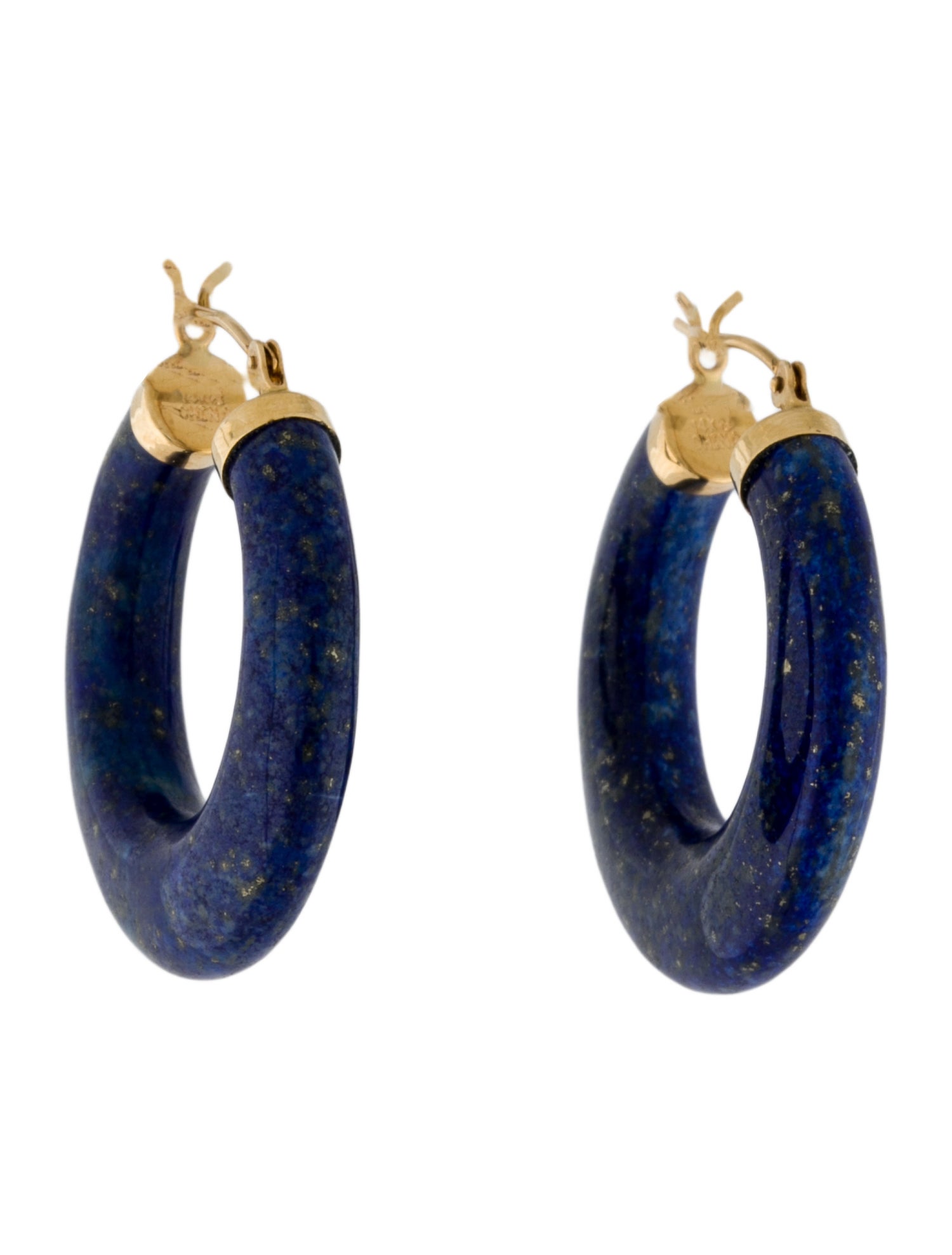 Earrings 14K Lapis Lazuli Hinged Hoops