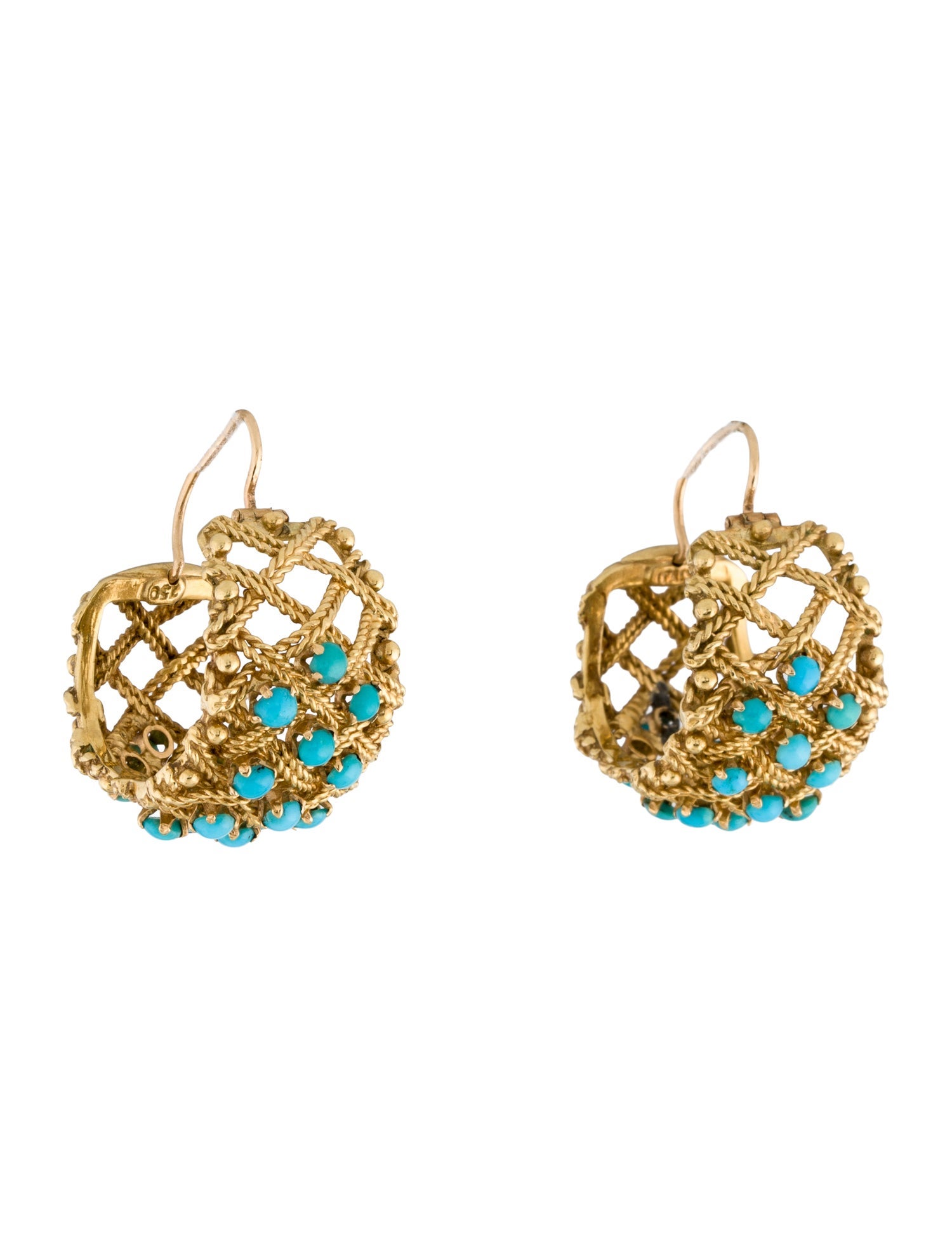 Earrings 18K Turquoise Hoop Drop