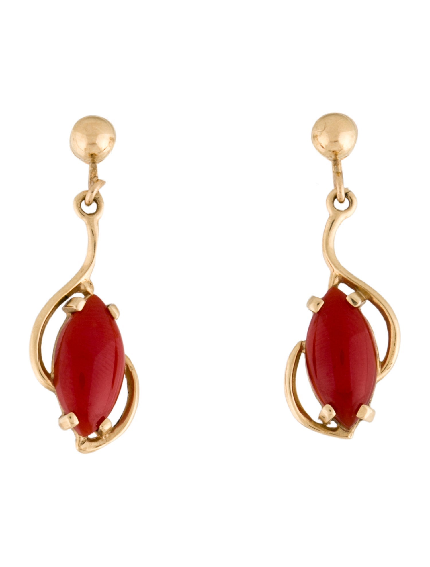 Earrings 14K Coral Clip-On