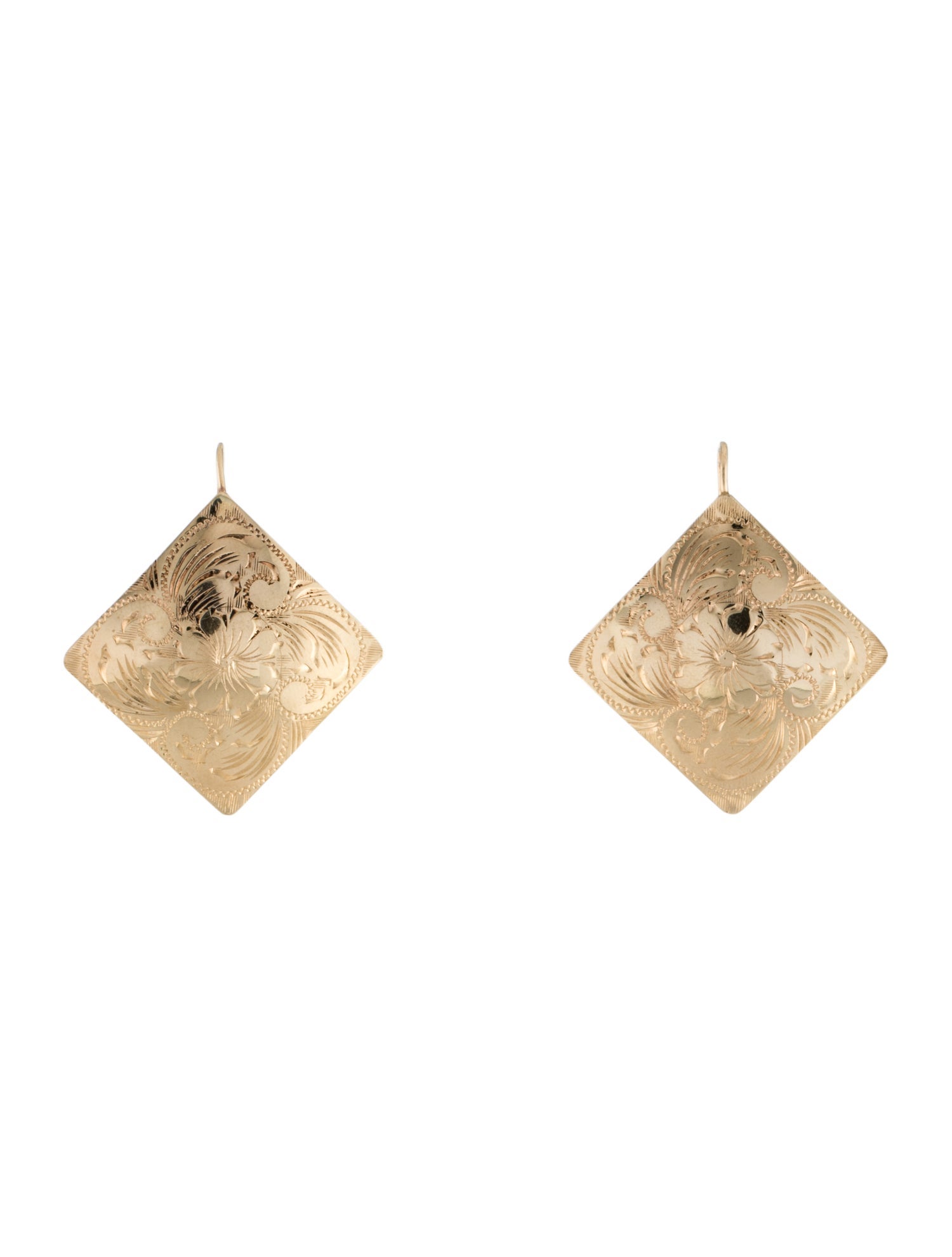 Earrings 14K Etched Drop