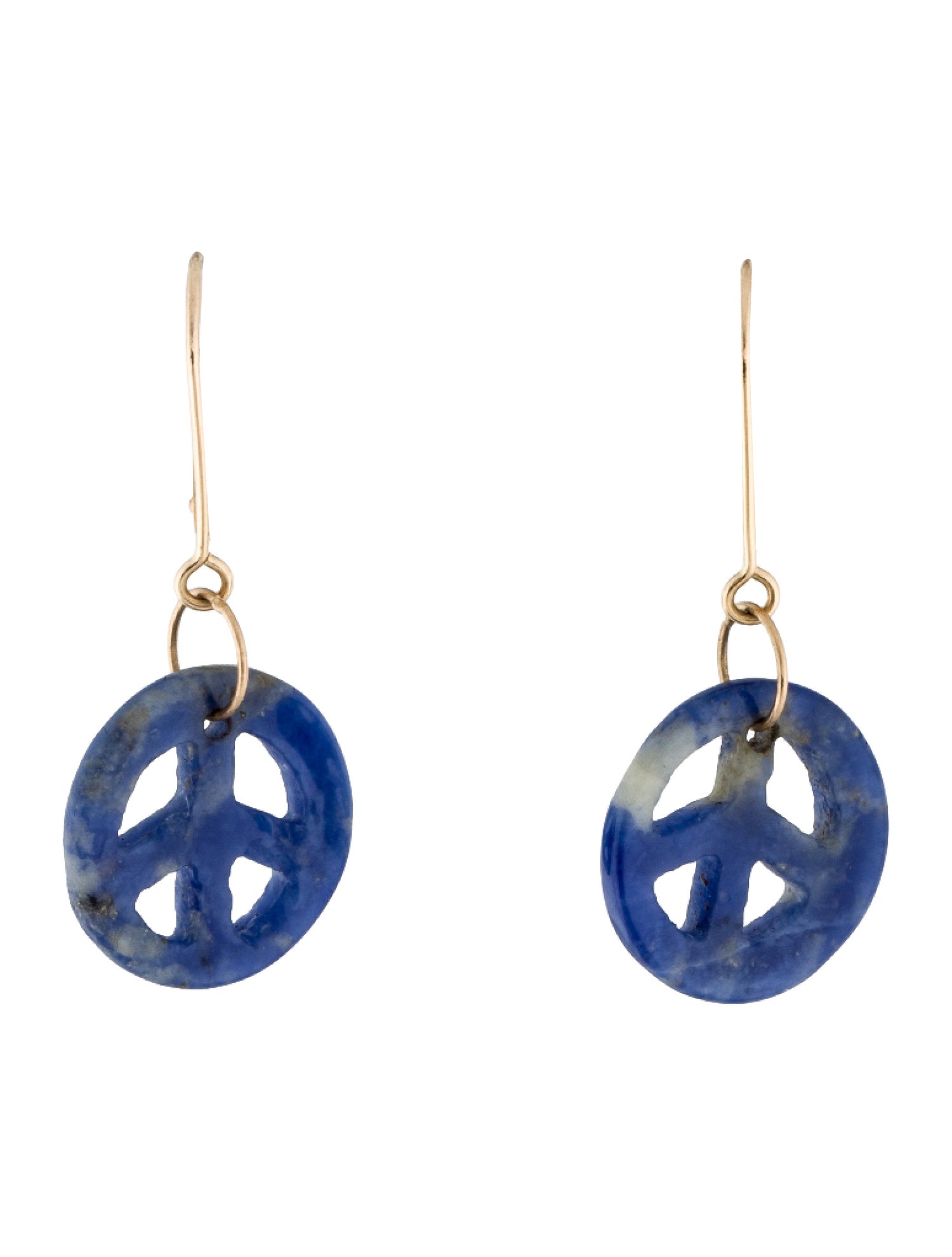 Earrings 14K Sodalite Peace Sign Drop