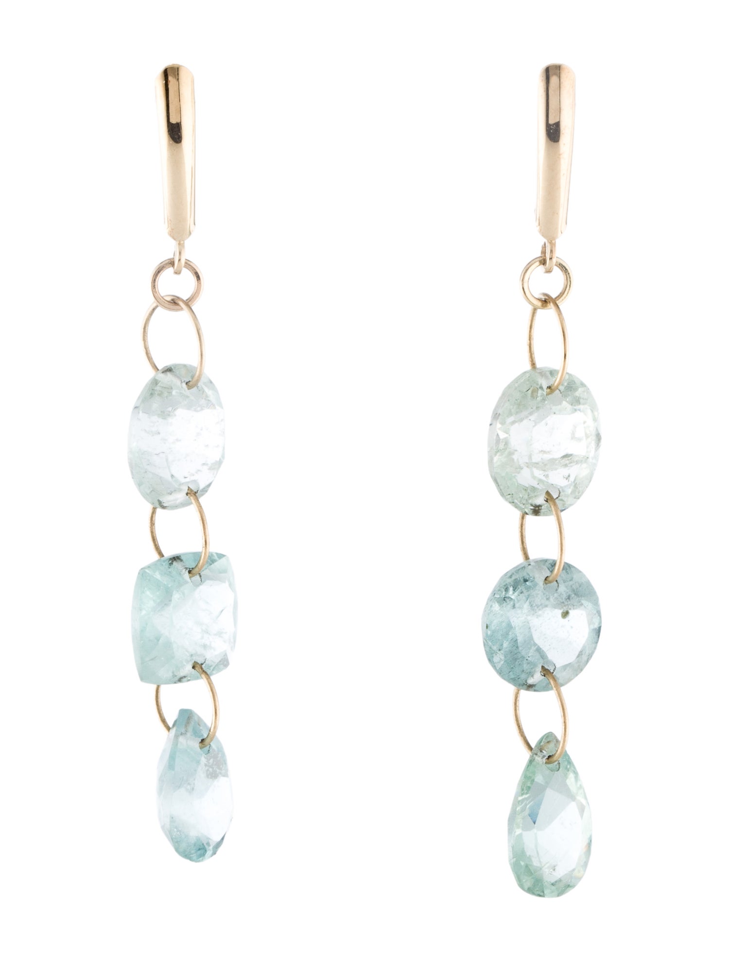 Earrings 14K Aquamarine Three Drop