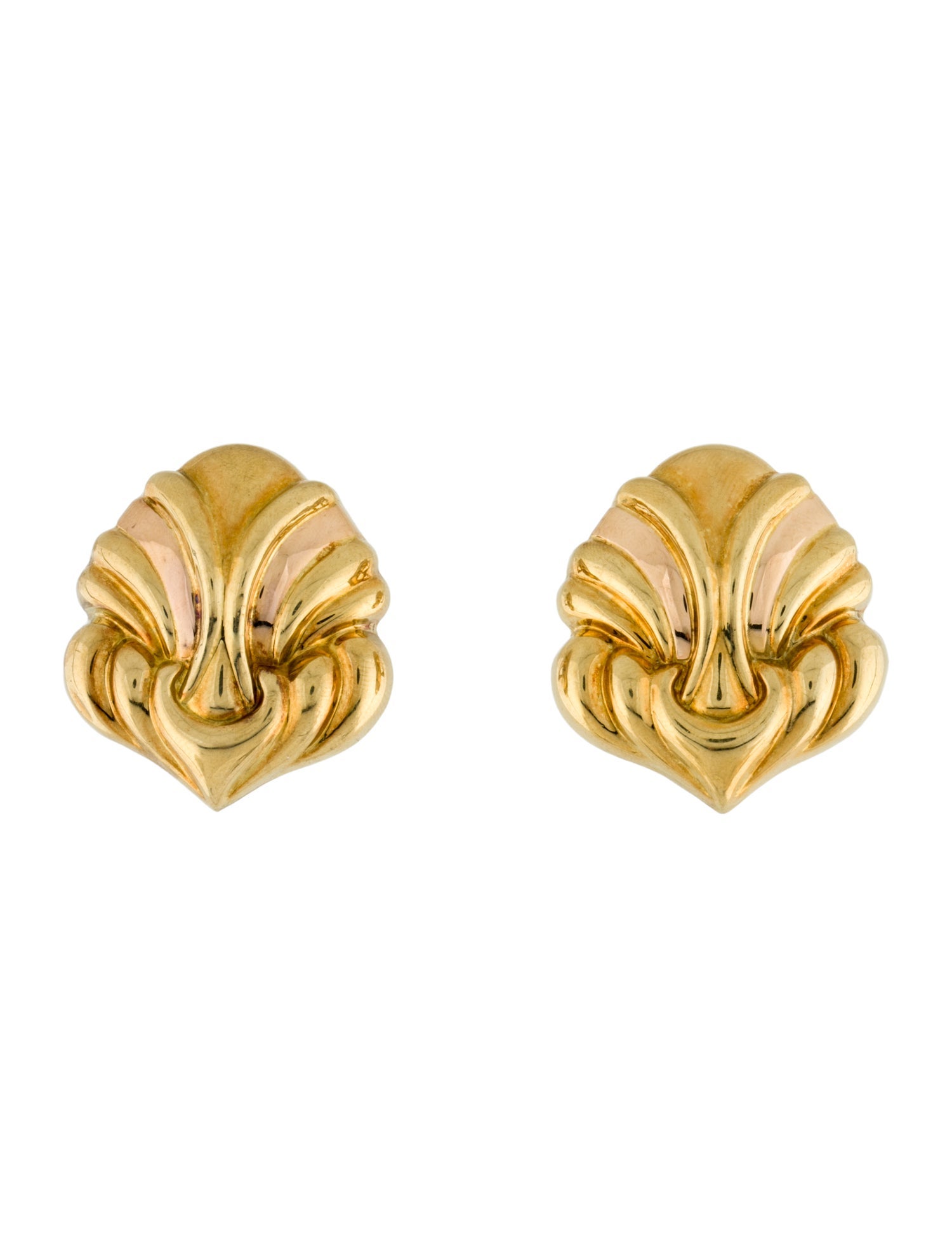Earrings 18K Two-Tone Shell Clip-On