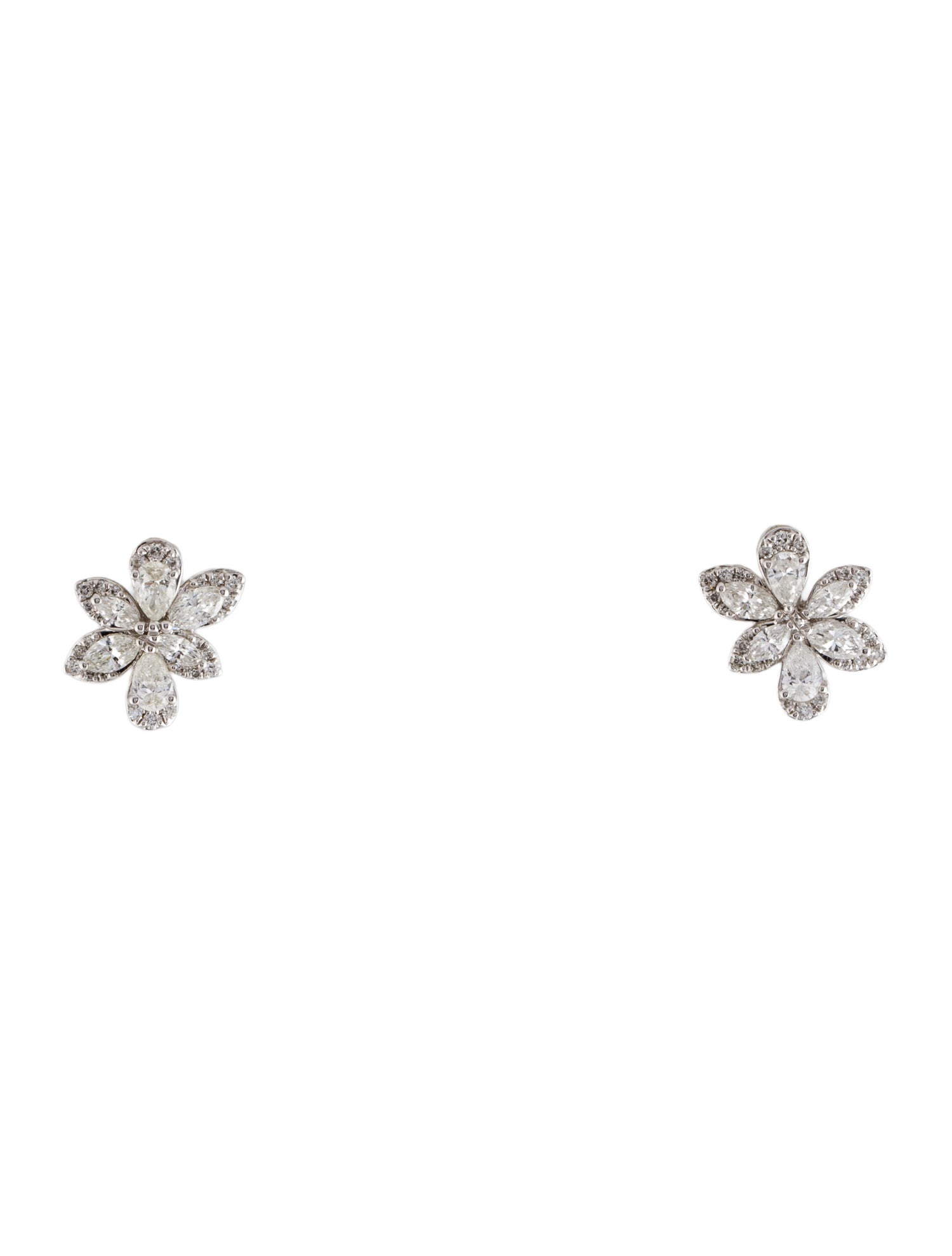 Earrings 14K Diamond Cluster Flower Stud