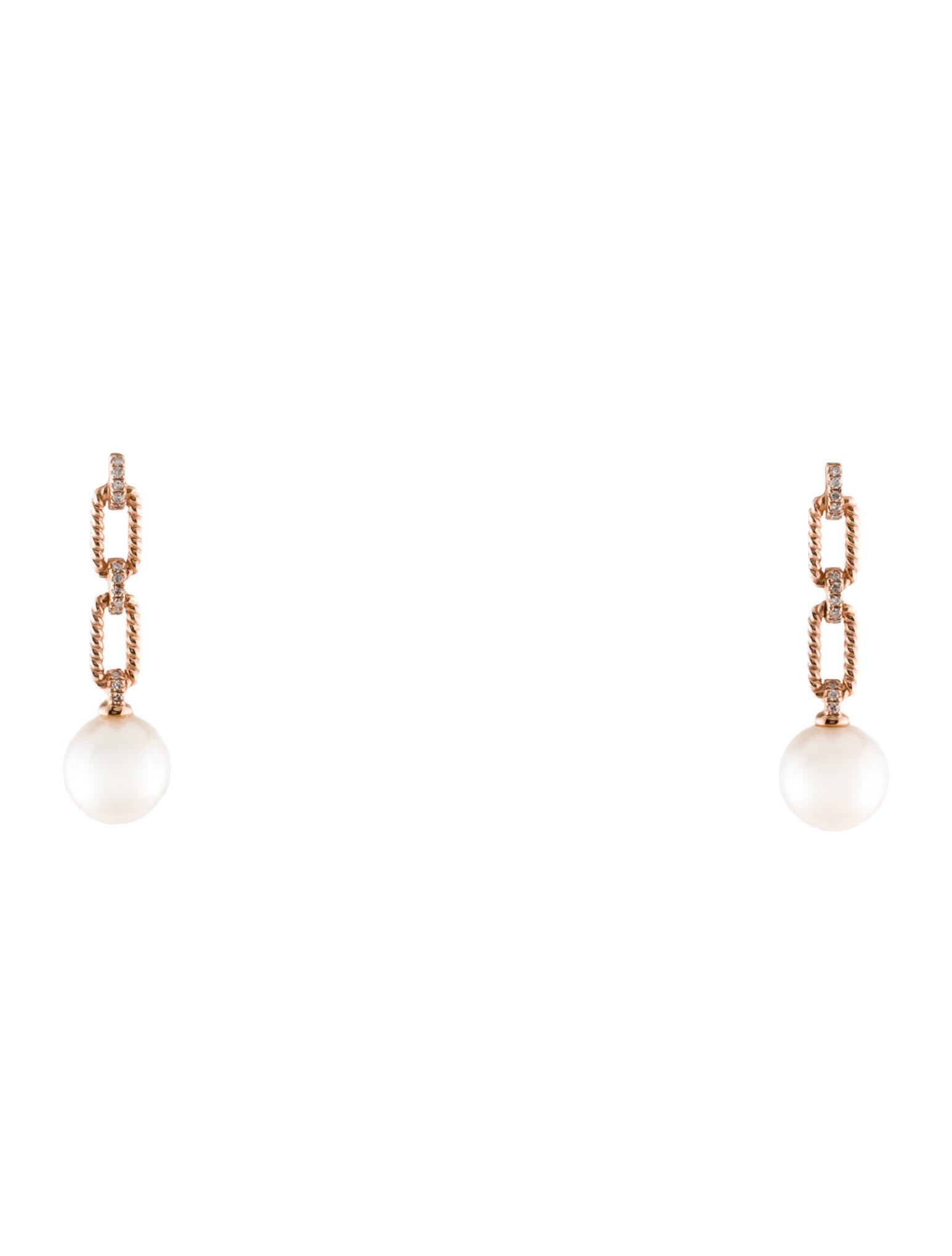 Earrings 14K Pearl & Diamond Drop Earrings