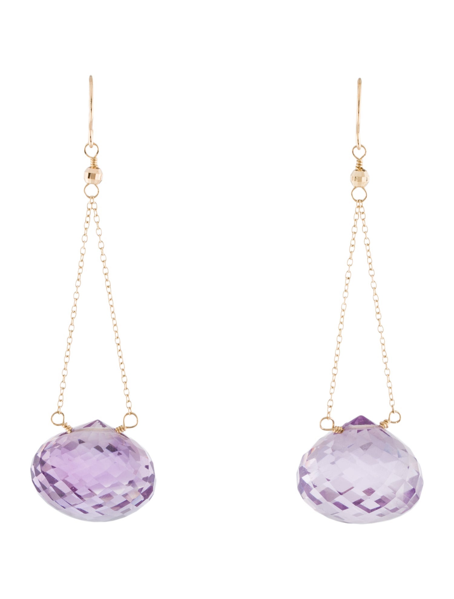 Earrings 14K Amethyst Drop-Bead Drop